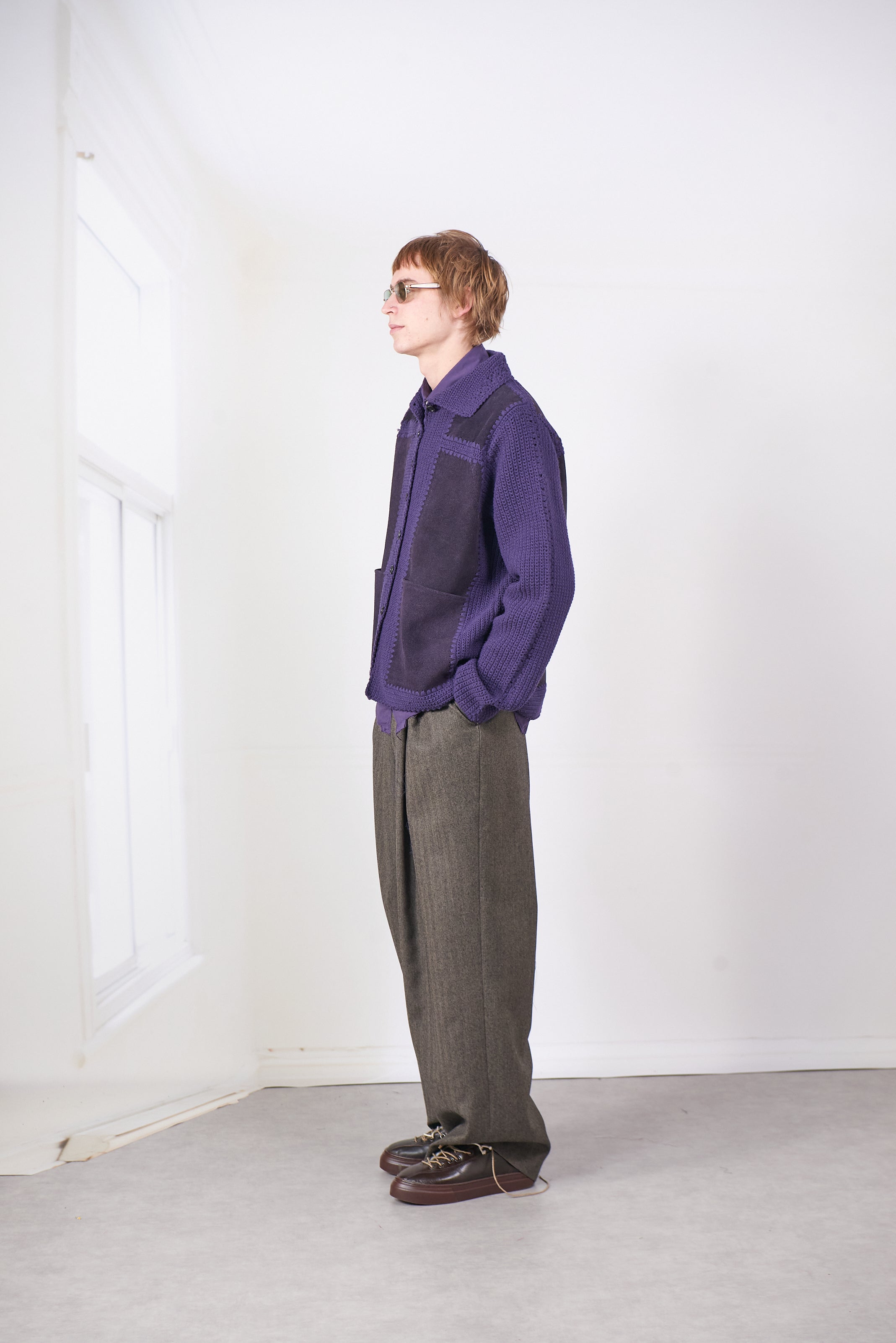 CF.20.09.07.01 CROCHET/SUEDE JACKET purple