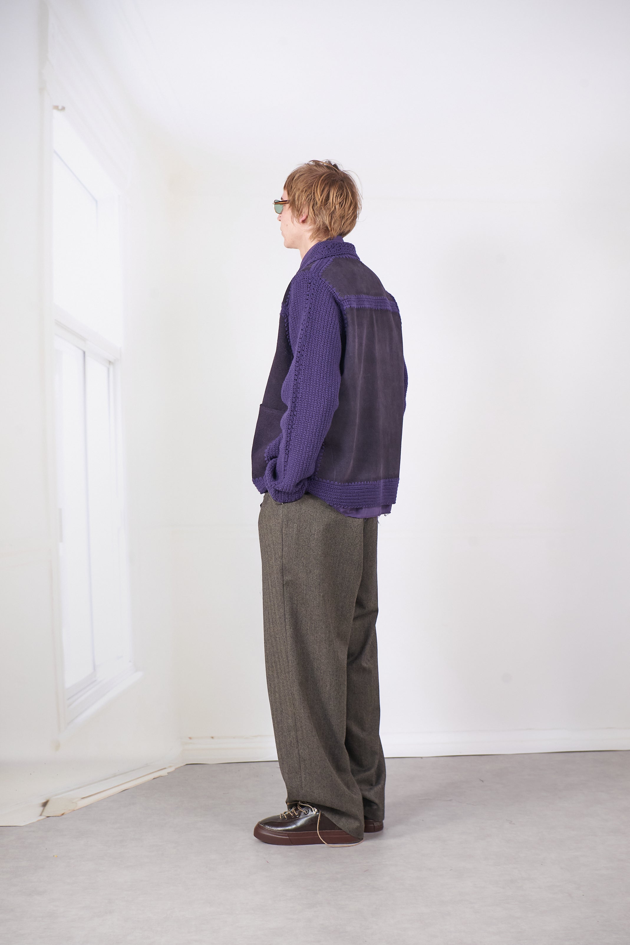 CF.20.09.07.01 CROCHET/SUEDE JACKET purple