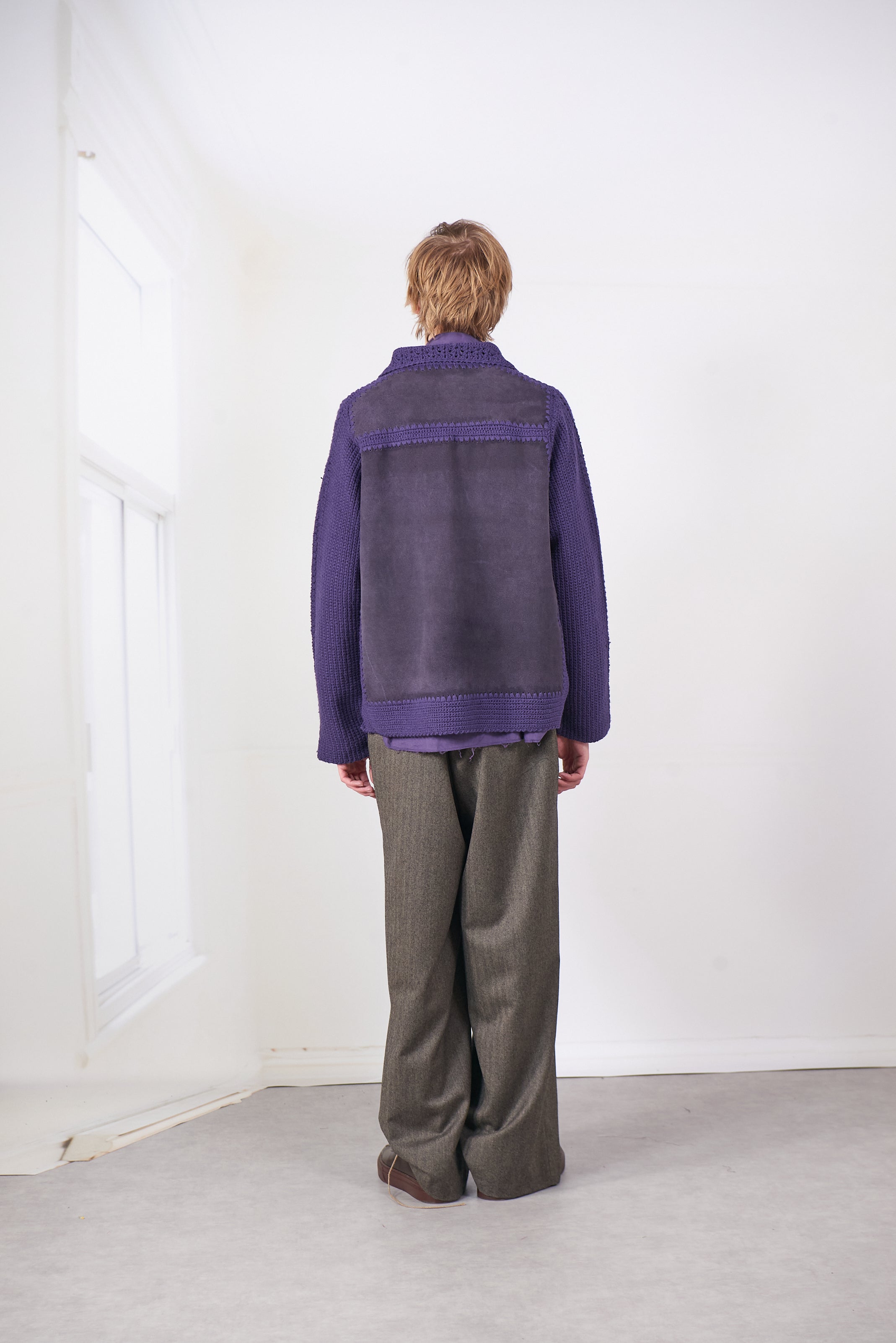 CF.20.09.07.01 CROCHET/SUEDE JACKET purple