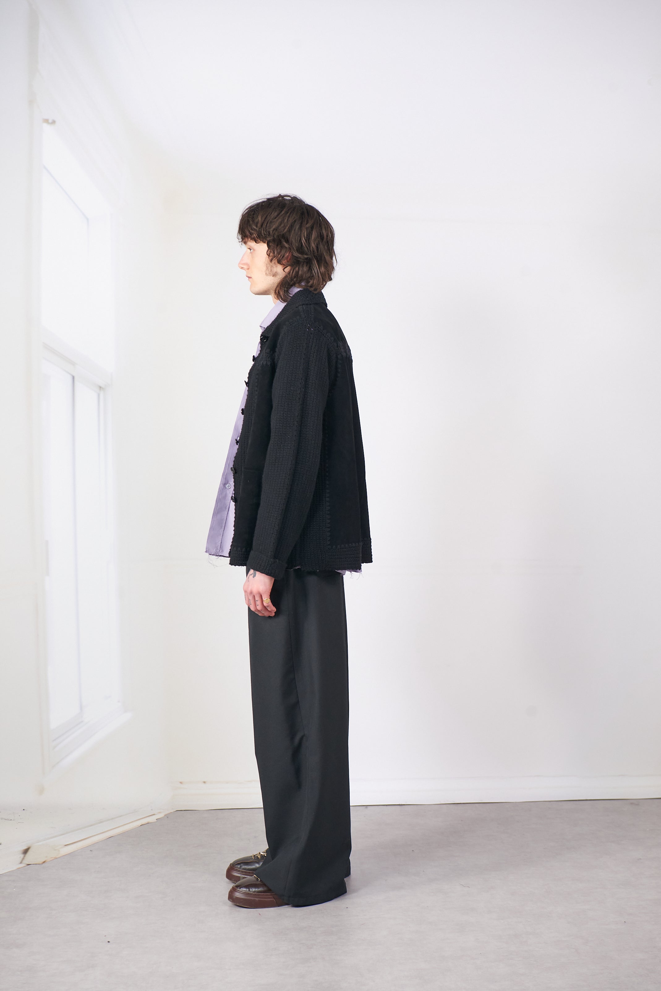 CF.20.09.07.01 CROCHET/SUEDE JACKET black