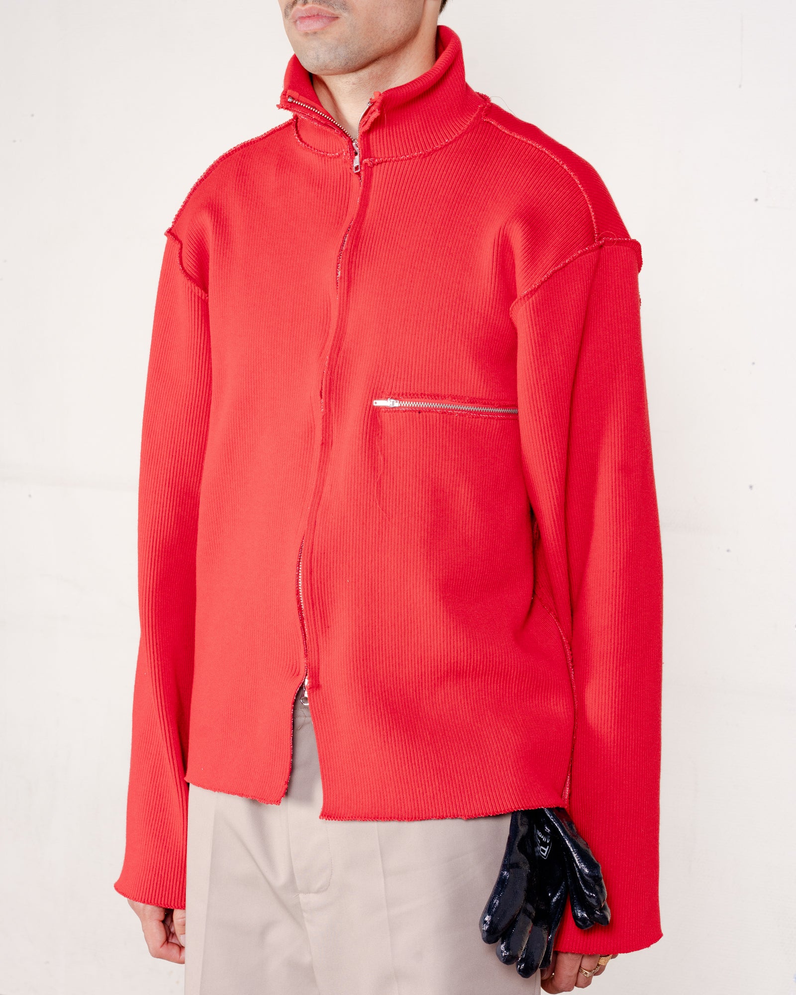 CF.21.03.06.01 ZIP UP KNIT heavy rib knit red – Camiel Fortgens