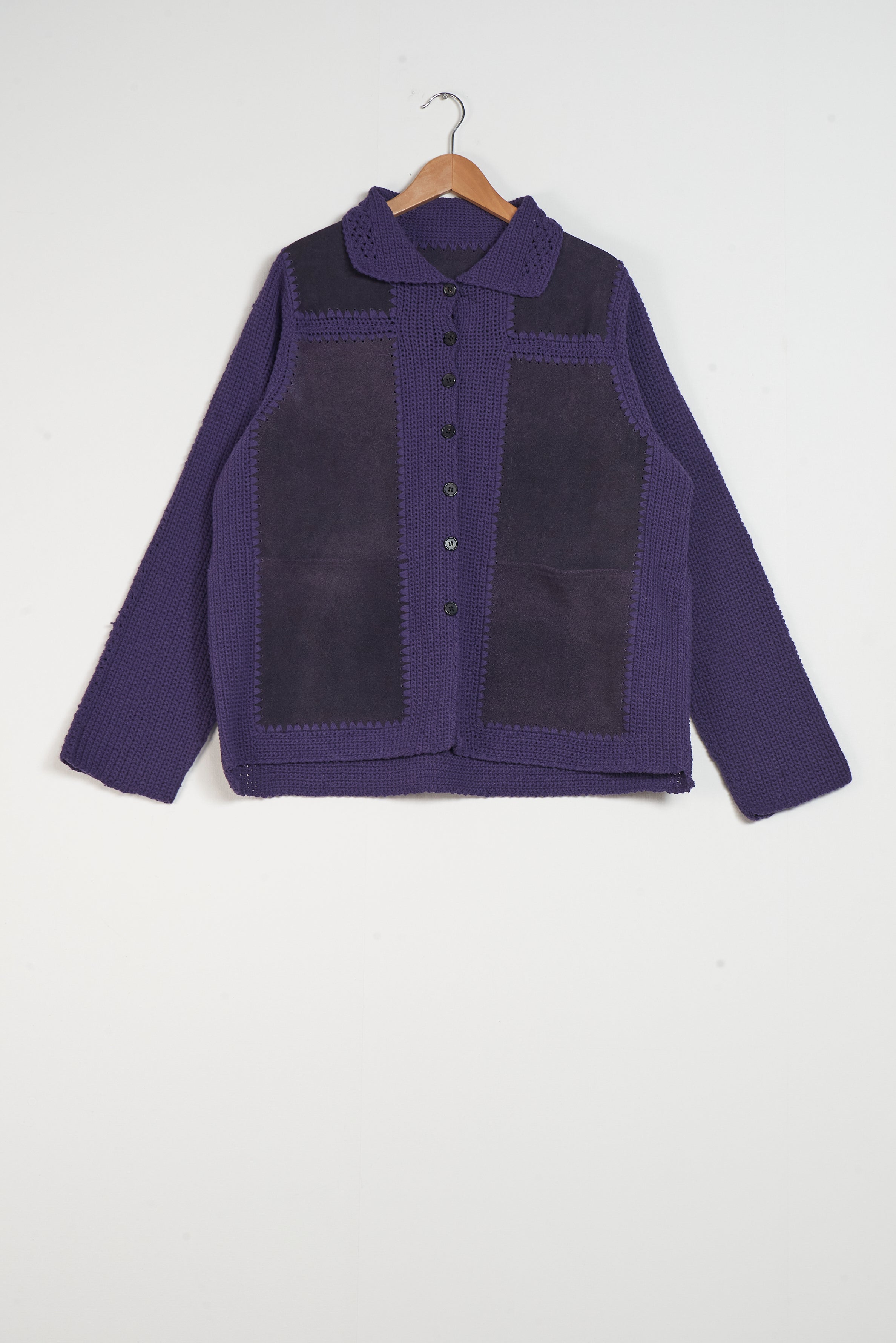 CF.20.09.07.01 CROCHET/SUEDE JACKET purple