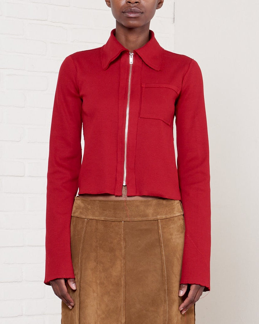トップス CAMIEL FORTGENS FITTED ZIP CARDIGAN CF.21.01.07.02 FITTED ZIP CARDIGAN rib jersey red – Camiel Fortgens