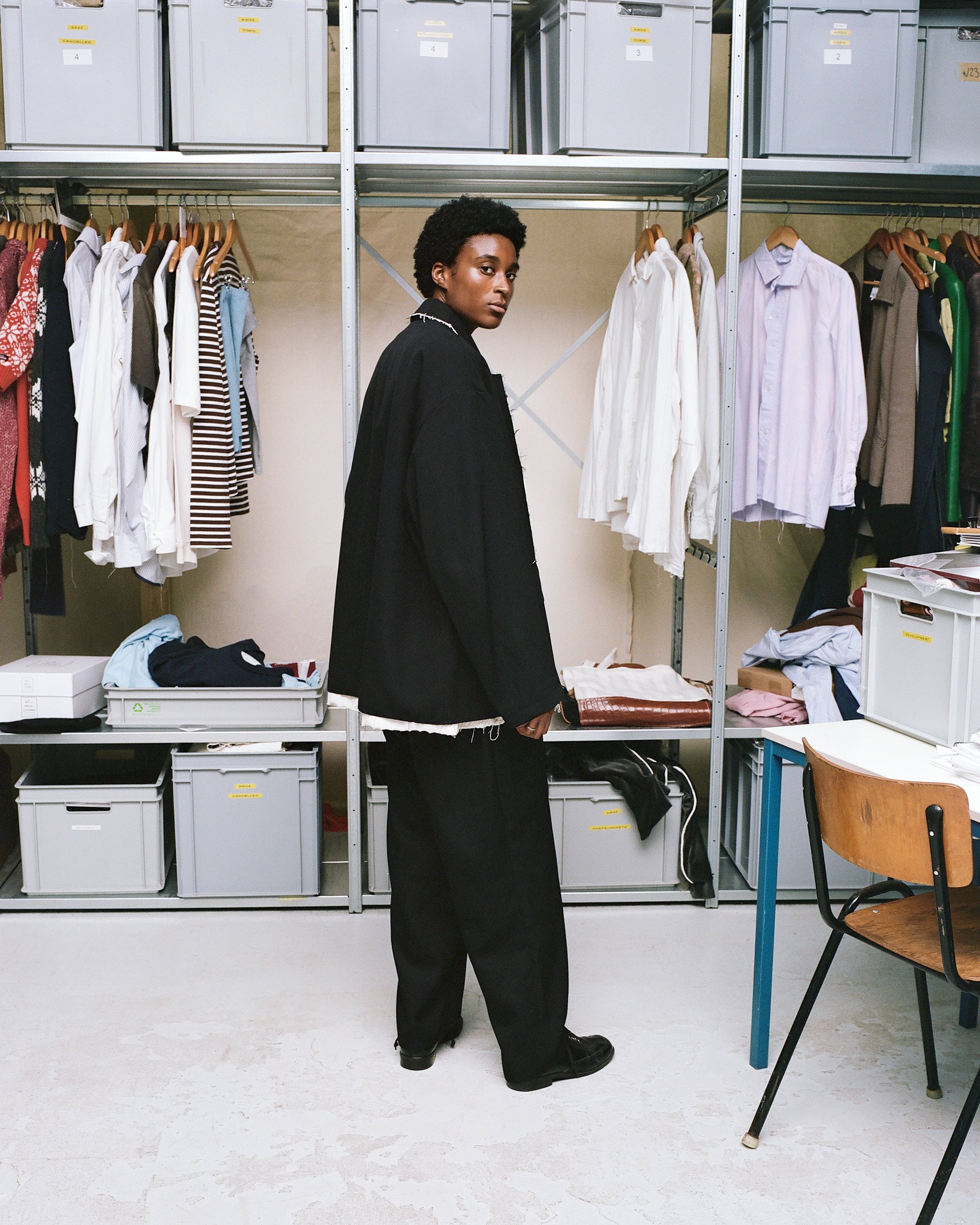 CF.GP Back Satin Gabardine Bal Collar Coat