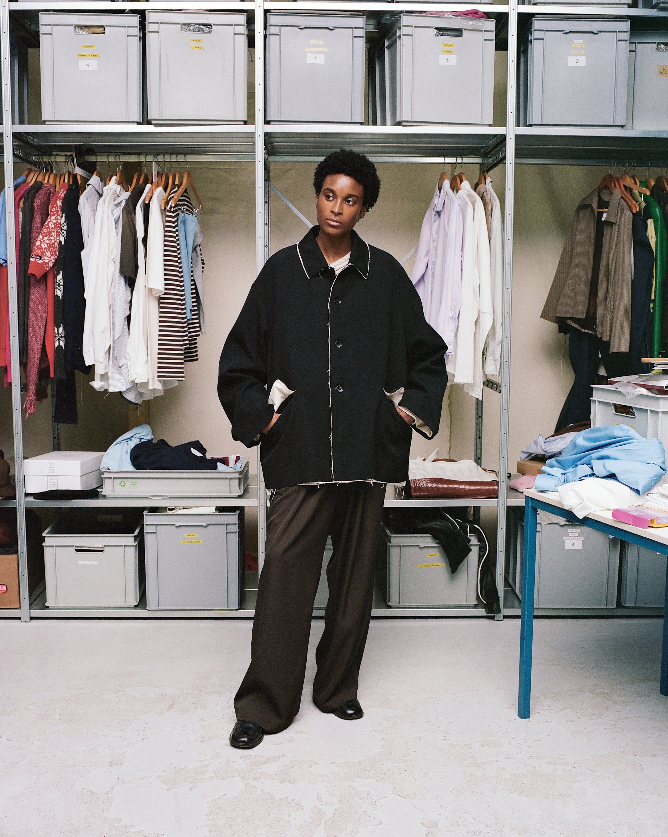 CF.GP Back Satin Gabardine Bal Collar Coat