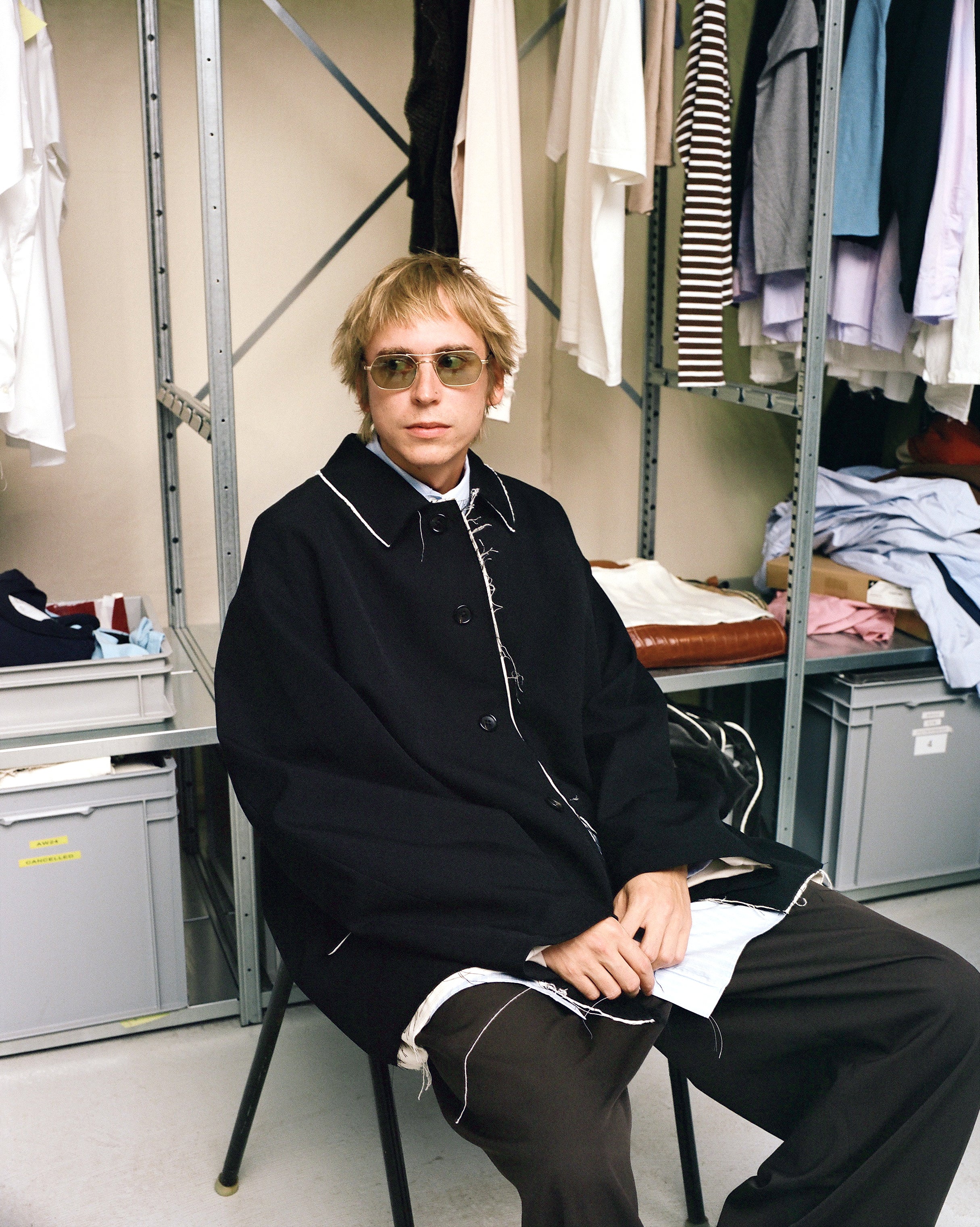 CF.GP Back Satin Gabardine Bal Collar Coat