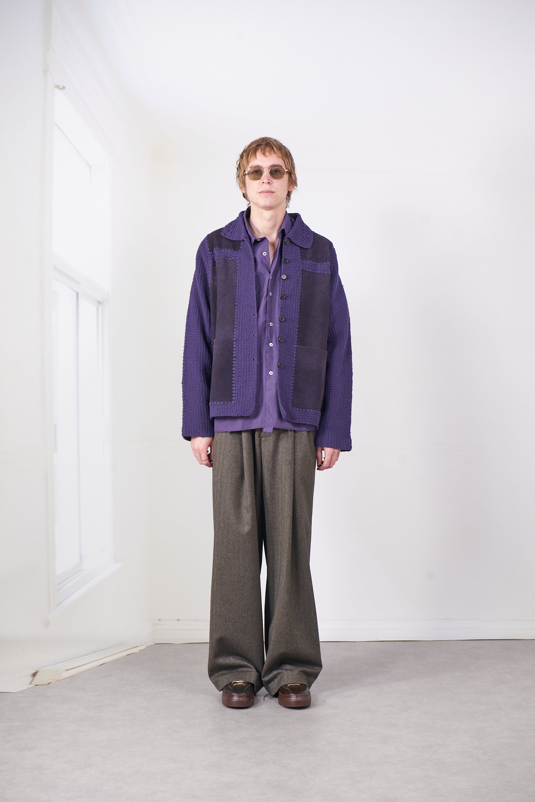 CF.20.09.07.01 CROCHET/SUEDE JACKET purple