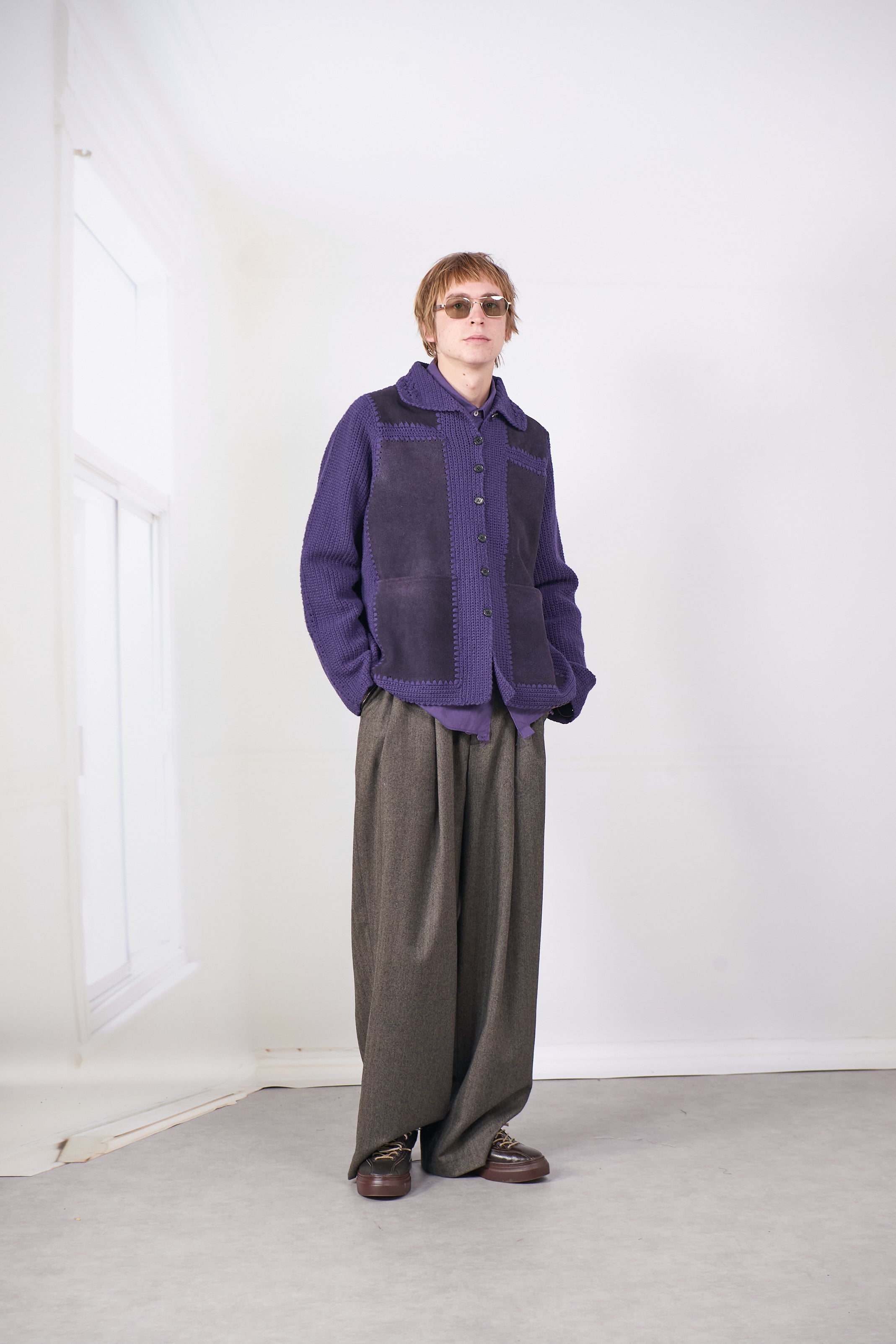 CF.20.09.07.01 CROCHET/SUEDE JACKET purple