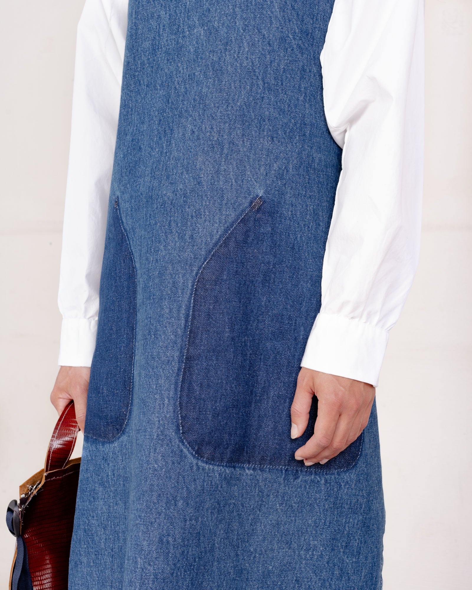 CF.21.08.02.02 WRAP DRESS vintage wash denim blue Men's XXS / Women's XS CF.21.08.02.02 WRAP DRESS vintage wash denim blue Men's XXS / Women's XS