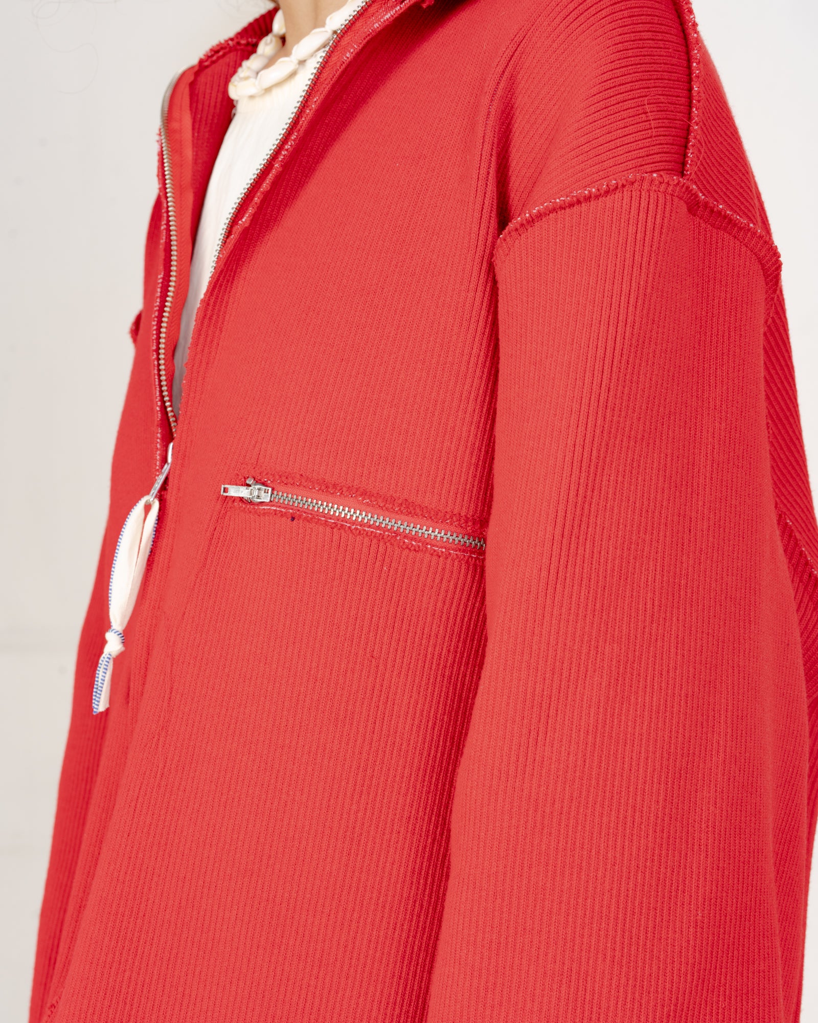 CF.21.03.06.01 ZIP UP KNIT heavy rib knit red