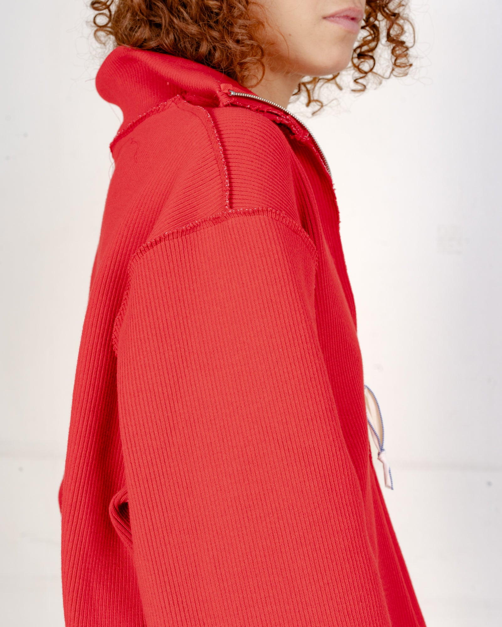 CF.21.03.06.01 ZIP UP KNIT heavy rib knit red