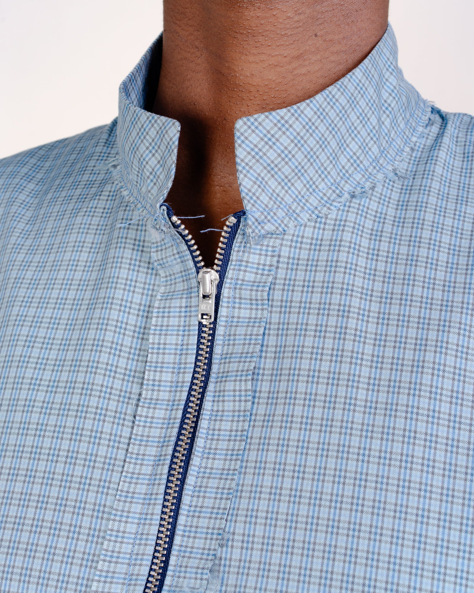 CF.21.08.04.01 ZIP DRESS poly/cotton check blue/grey/white check