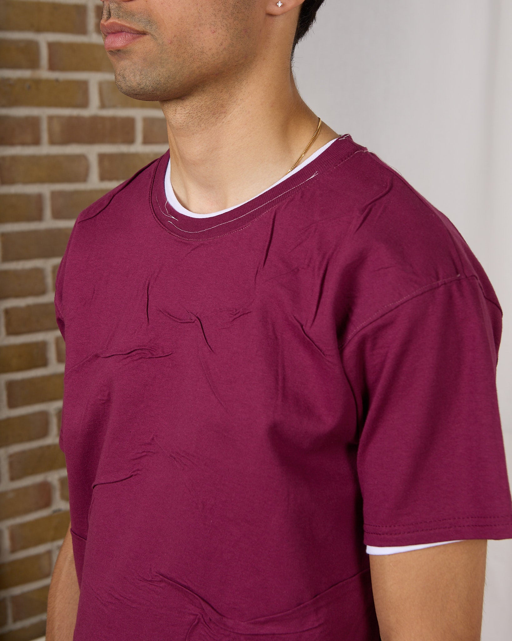 CF.23.RESEARCH.17.02 WRINKLE DOUBLE LAYERED TEE jersey cotton burgundy/white