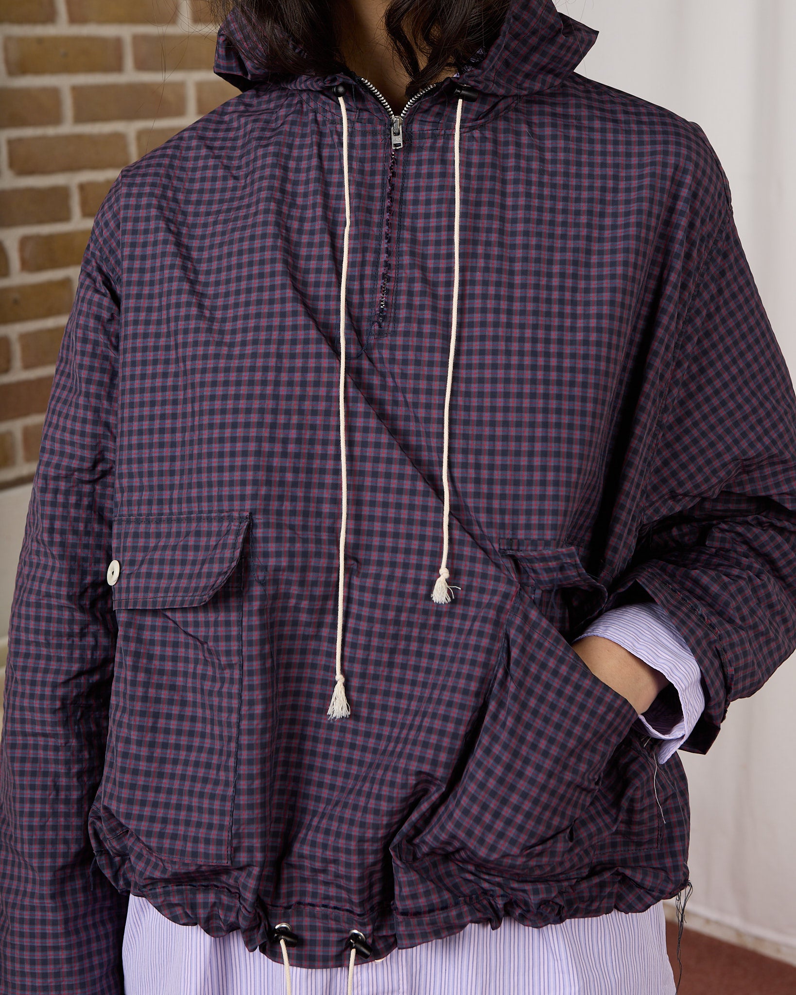 CF.23.09.04.02 OVERHEAD JACKET technical polyester navy/red check