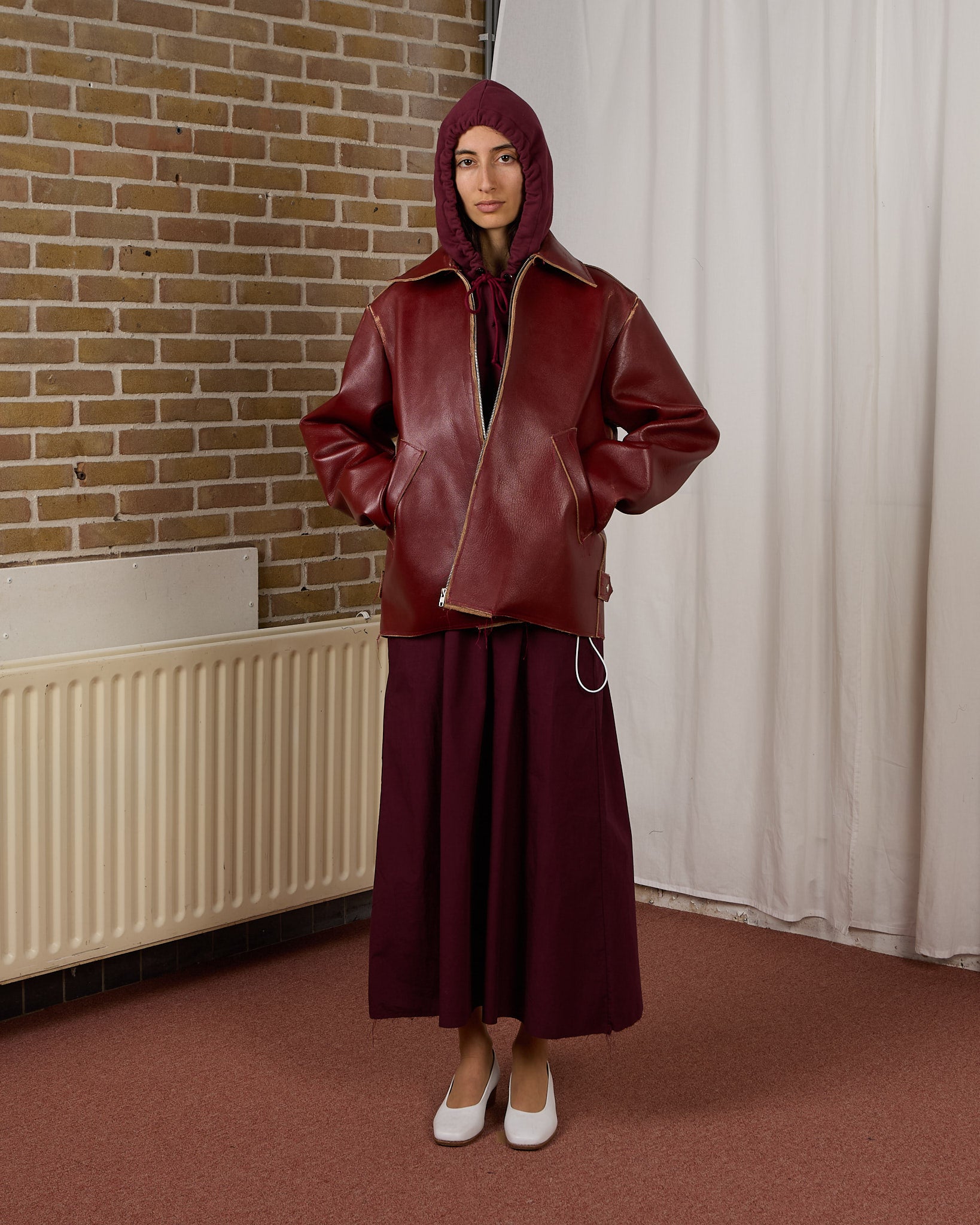 CF.23.16.02.01 SIMPLE JACKET cow leather red cracked