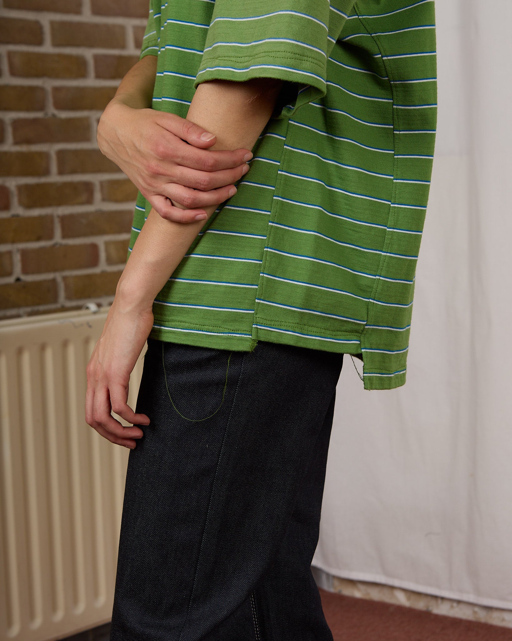 CF.23.01.04.02 FOOTBALL TEE heavy dry jersey green/white/blue stripe