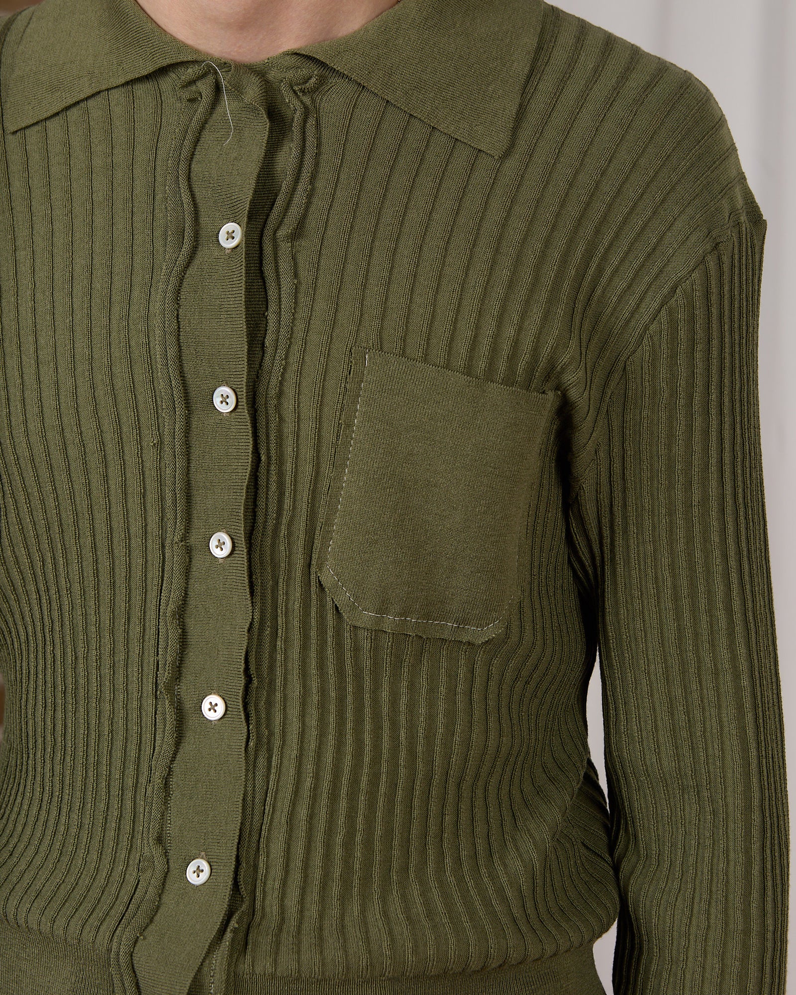 CF.23.03.01.01 70s CARDIGAN inside-out rib knit green