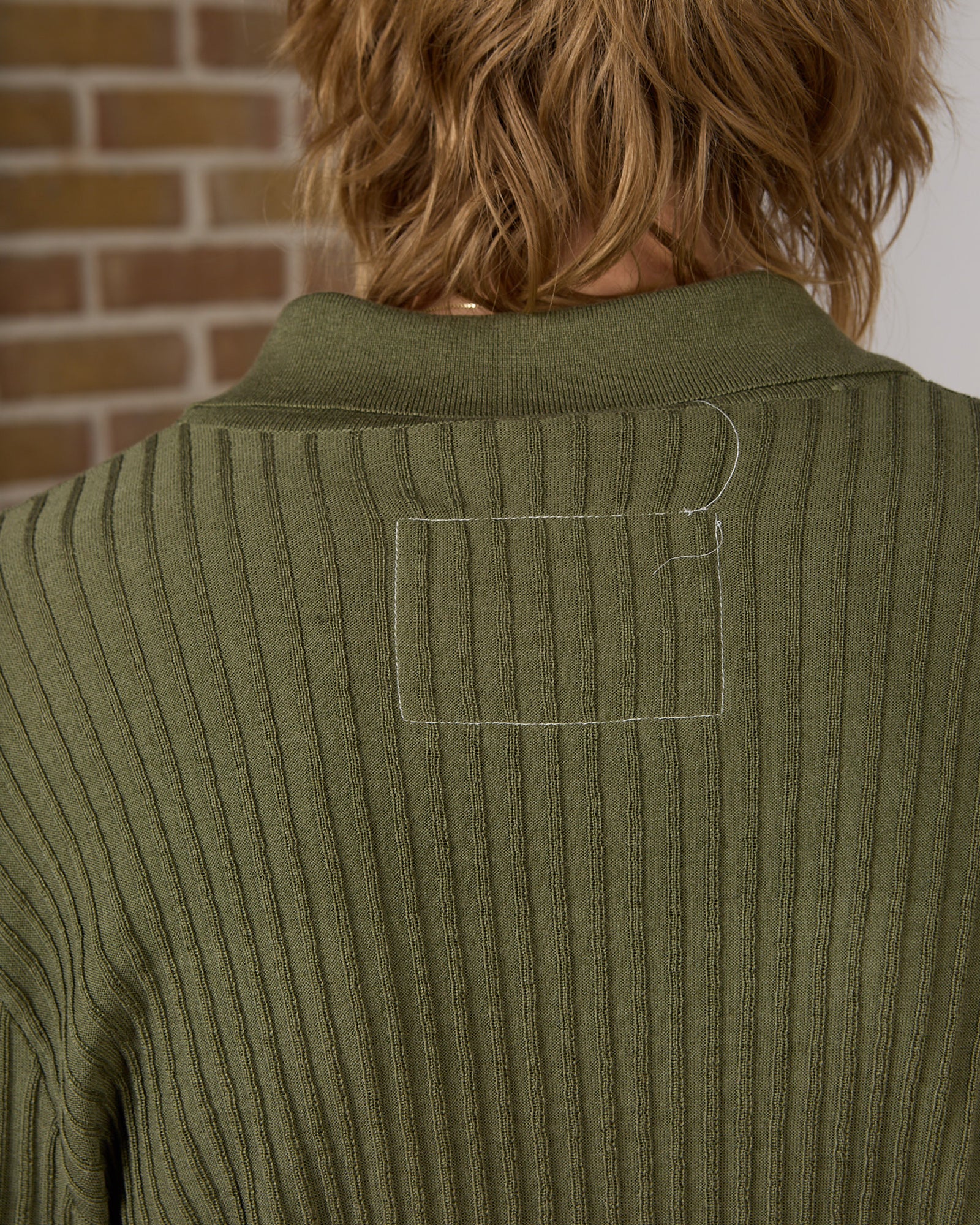 CF.23.03.01.01 70s CARDIGAN inside-out rib knit green
