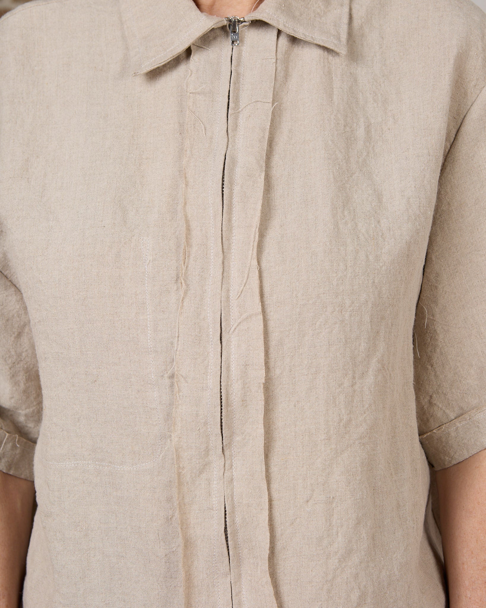 CF.23.04.01.03 SS - ZIP SHIRT light weight linen sand