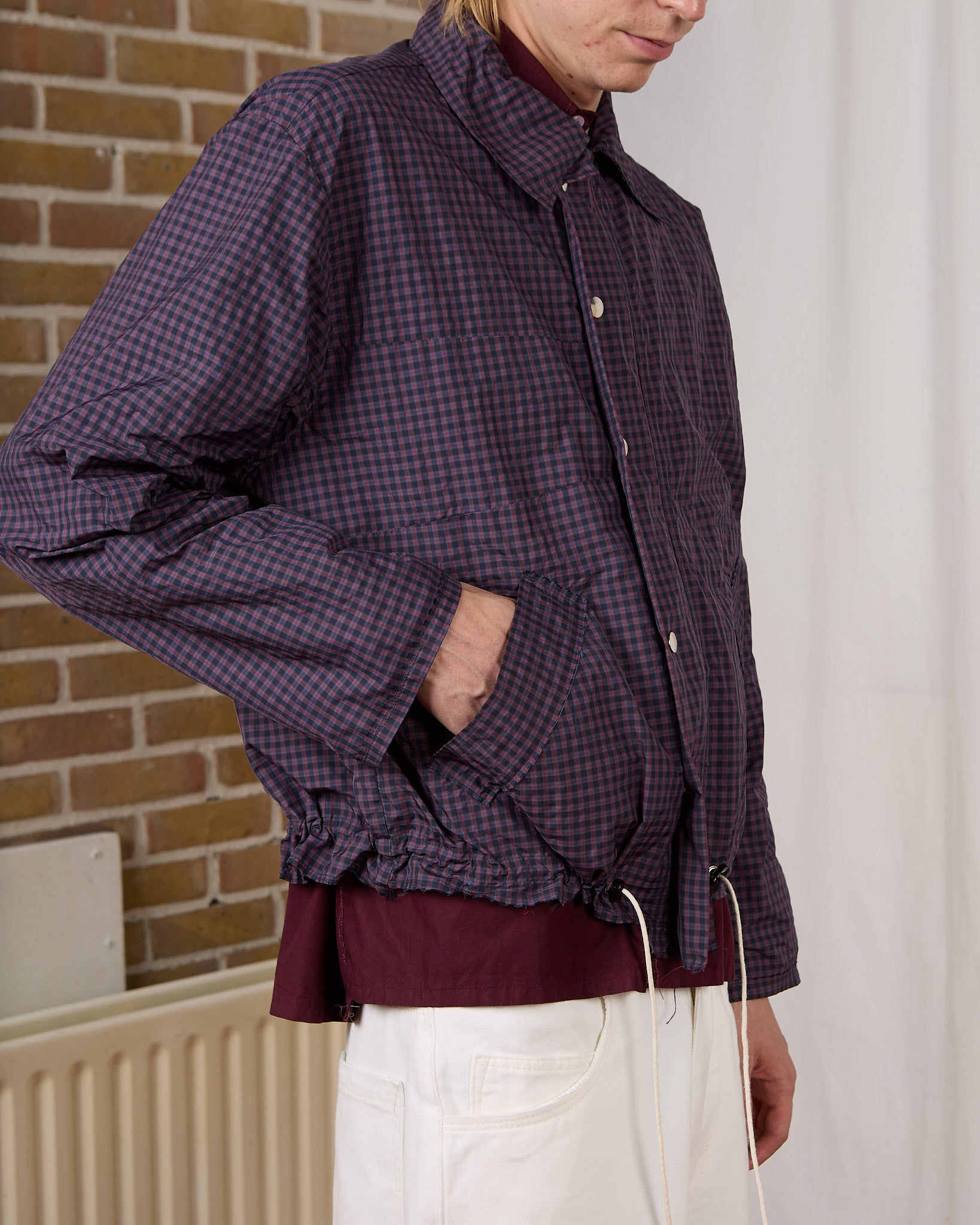 CF.23.10.02.02 STRIPE SIMPLE JACKET technical polyester navy/red check