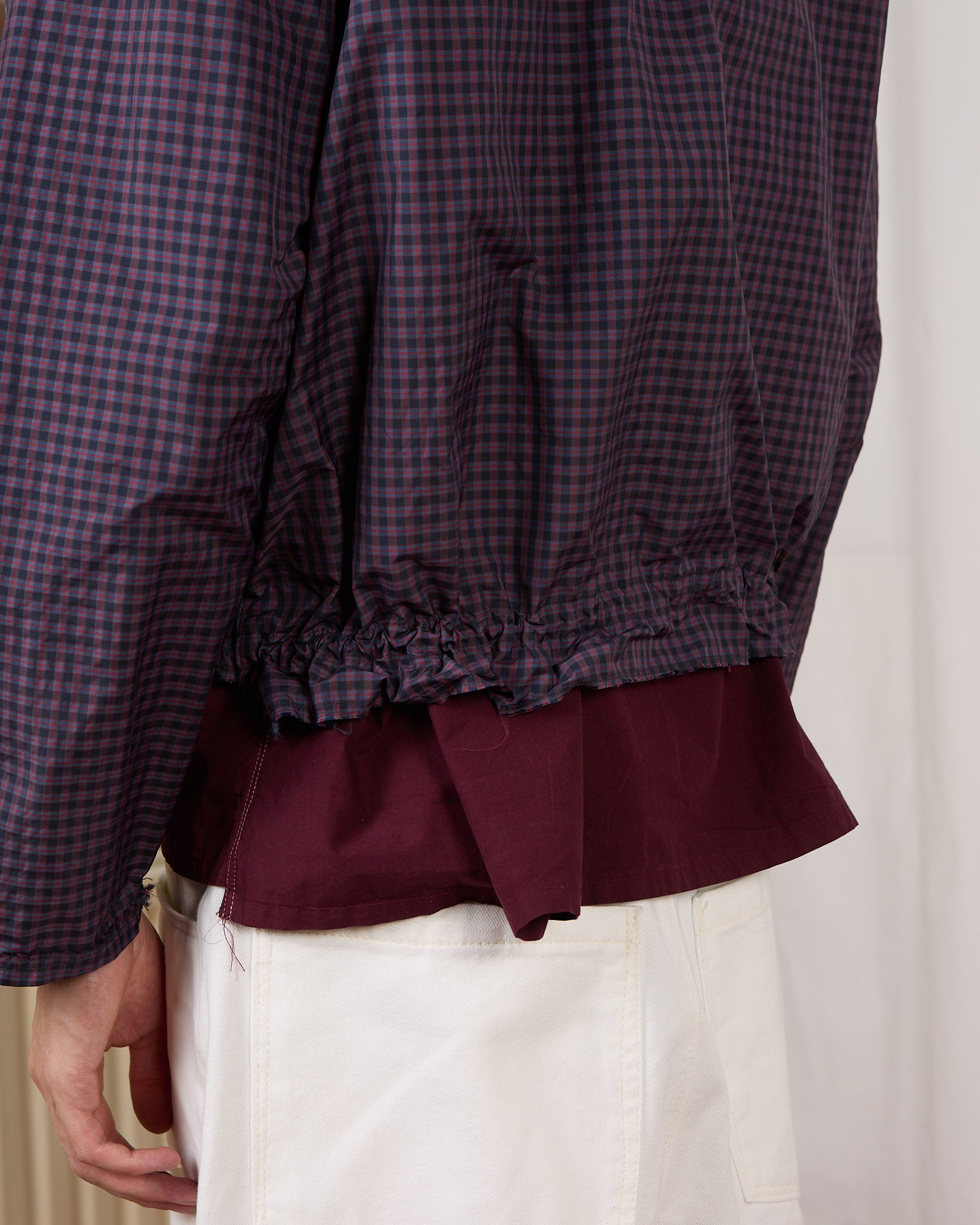 CF.23.10.02.02 STRIPE SIMPLE JACKET technical polyester navy/red check