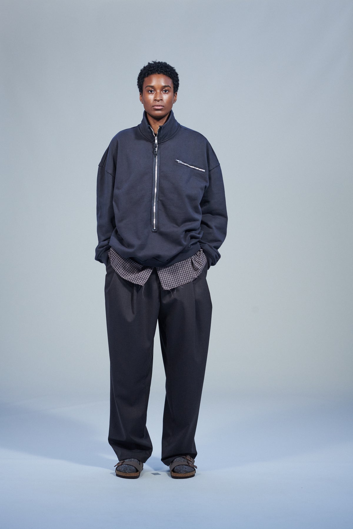 CF.22.02.02.02 HALF-ZIP SWEAT heavy loop-back dark grey
