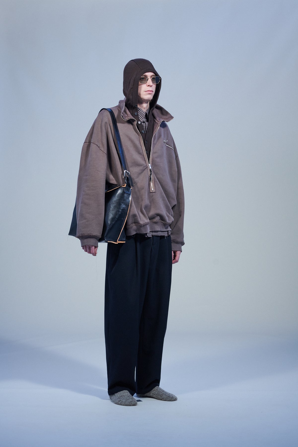 CF.22.02.02.03 HALF-ZIP SWEAT heavy loop-back vintage brown