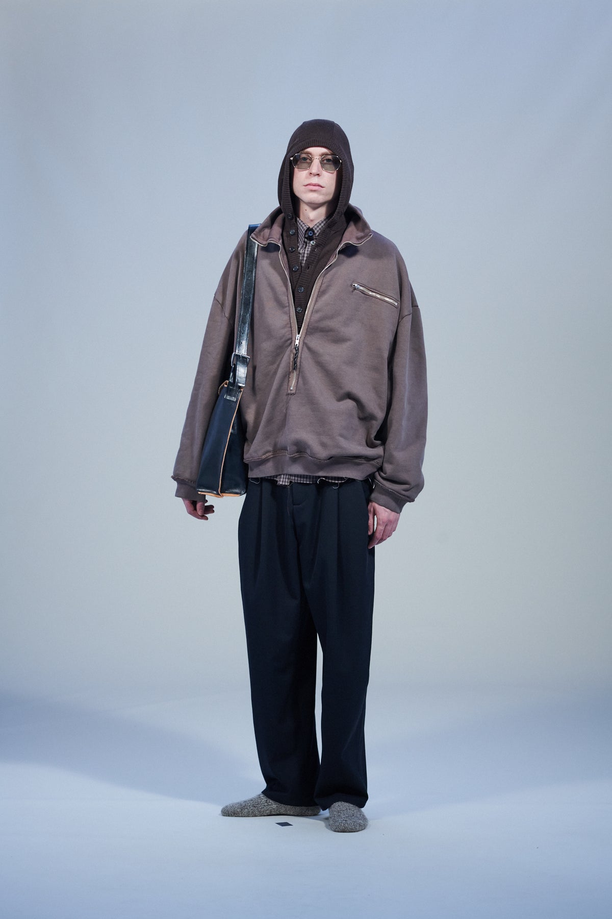 CF.22.02.02.03 HALF-ZIP SWEAT heavy loop-back vintage brown