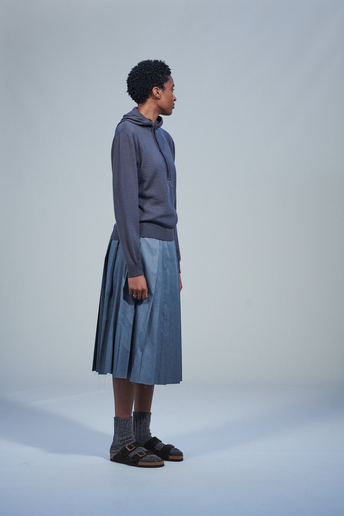 CF.22.07.04.02 PLEAT SKIRT poly/cotton grey