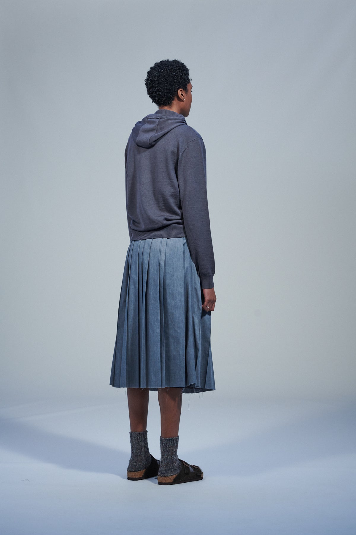CF.22.07.04.02 PLEAT SKIRT poly/cotton grey