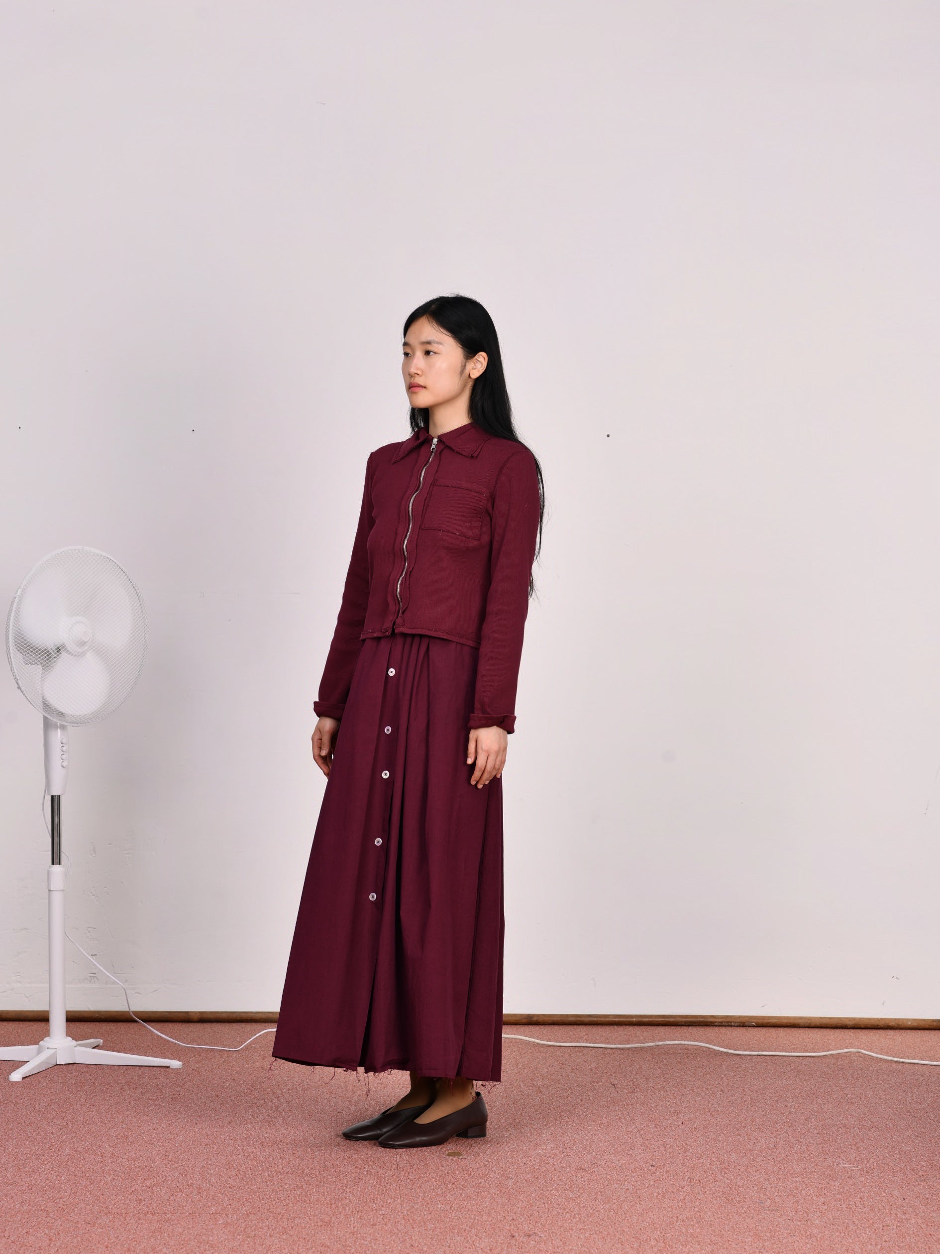 CF.23.07.04.01 TOPLESS DRESS papertouch shirting burgundy