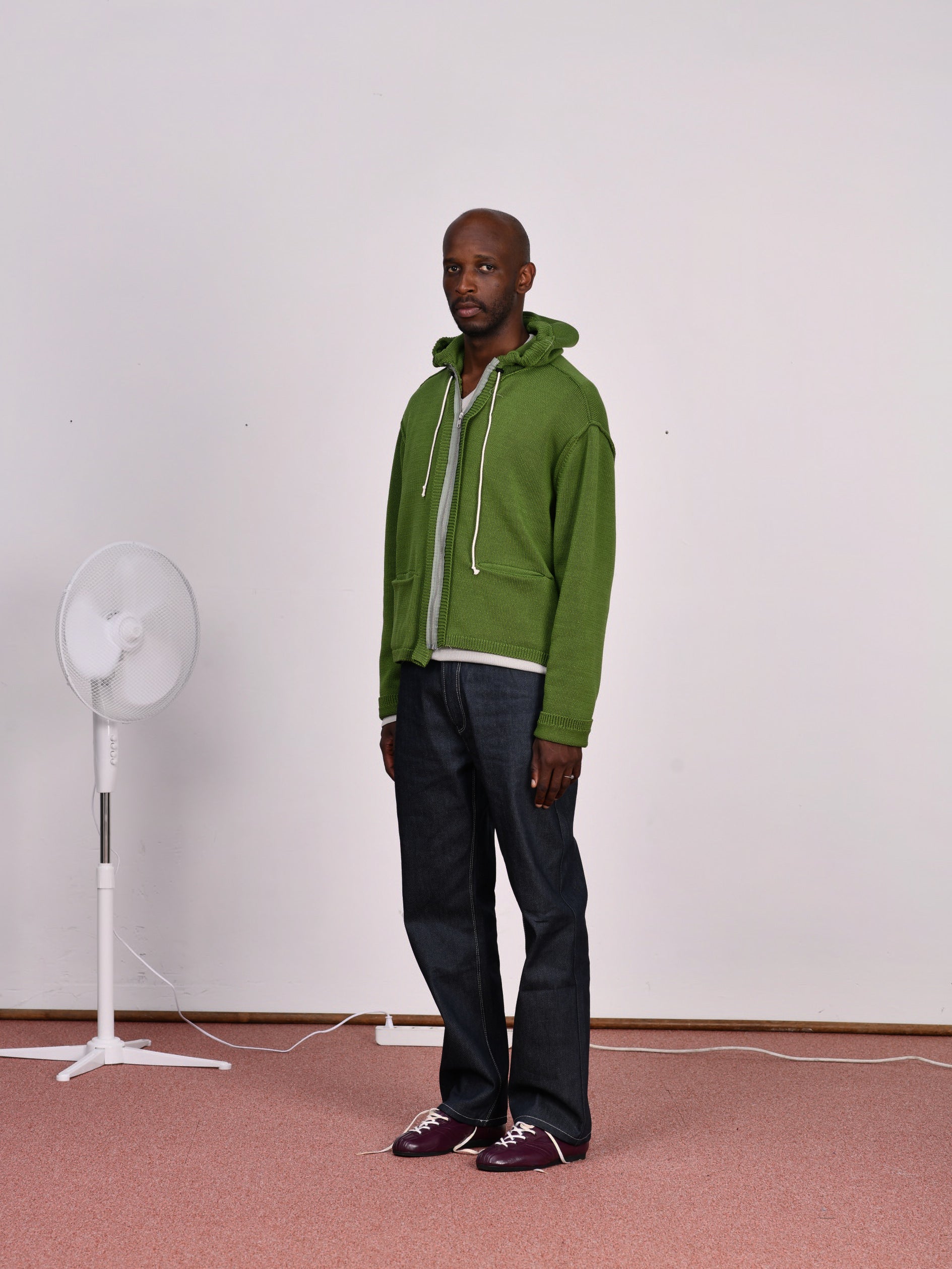 CF.23.03.02.01 KNITTED HOODIE cotton jersey vintage green