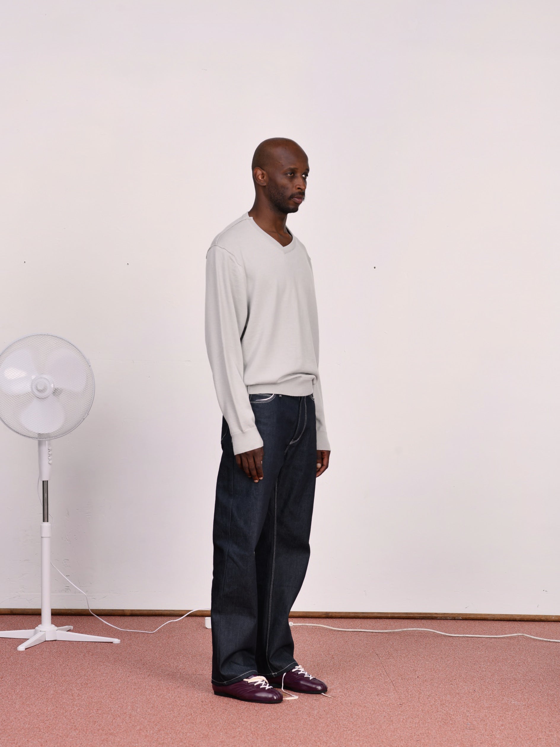 CF.23.03.04.01 V-NECK FRANKENSTEIN merino wool  jersey ecru