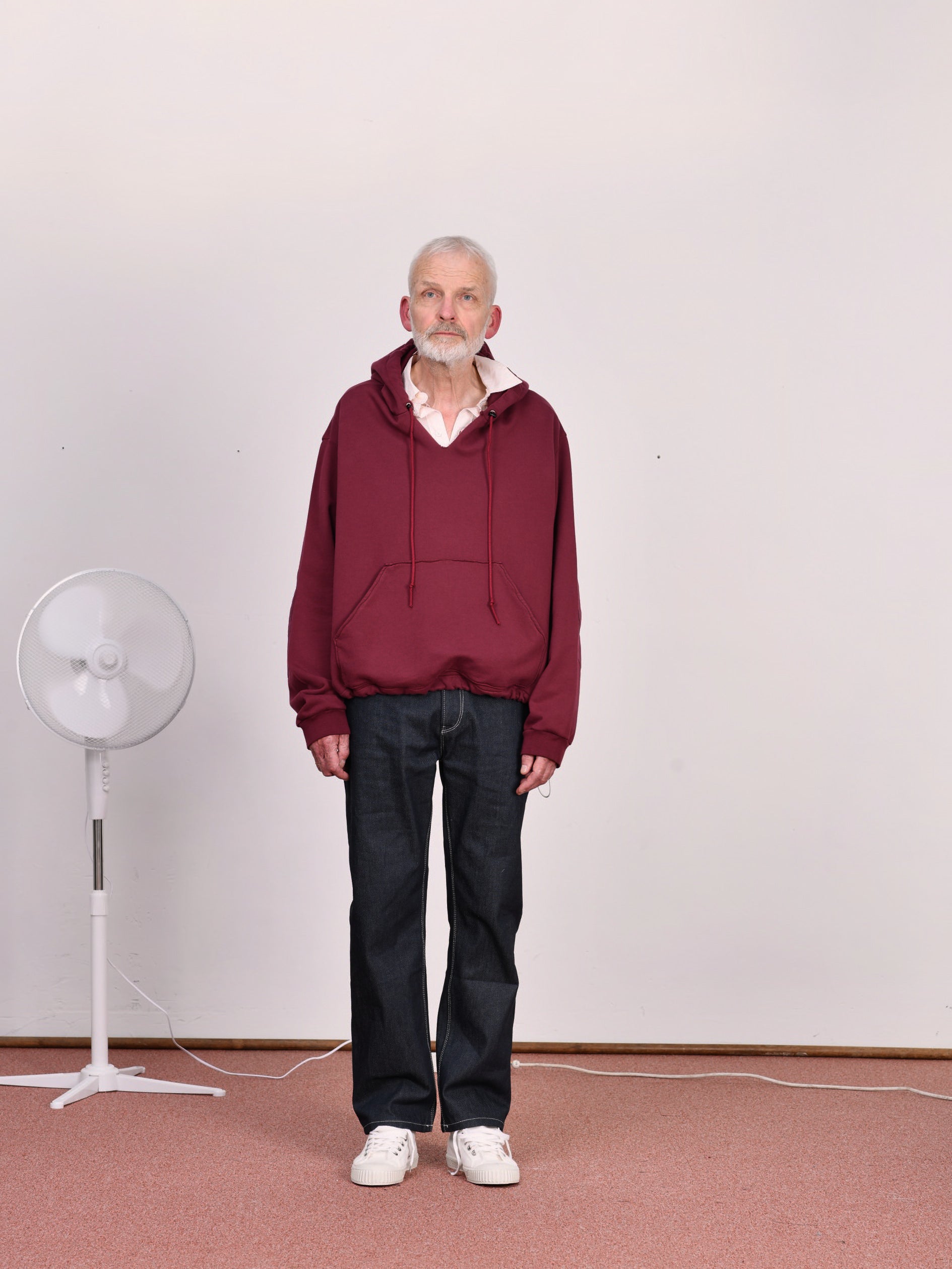 CF.23.02.03.01 ANORAK HOODIE heavy diagonal sweat burgundy