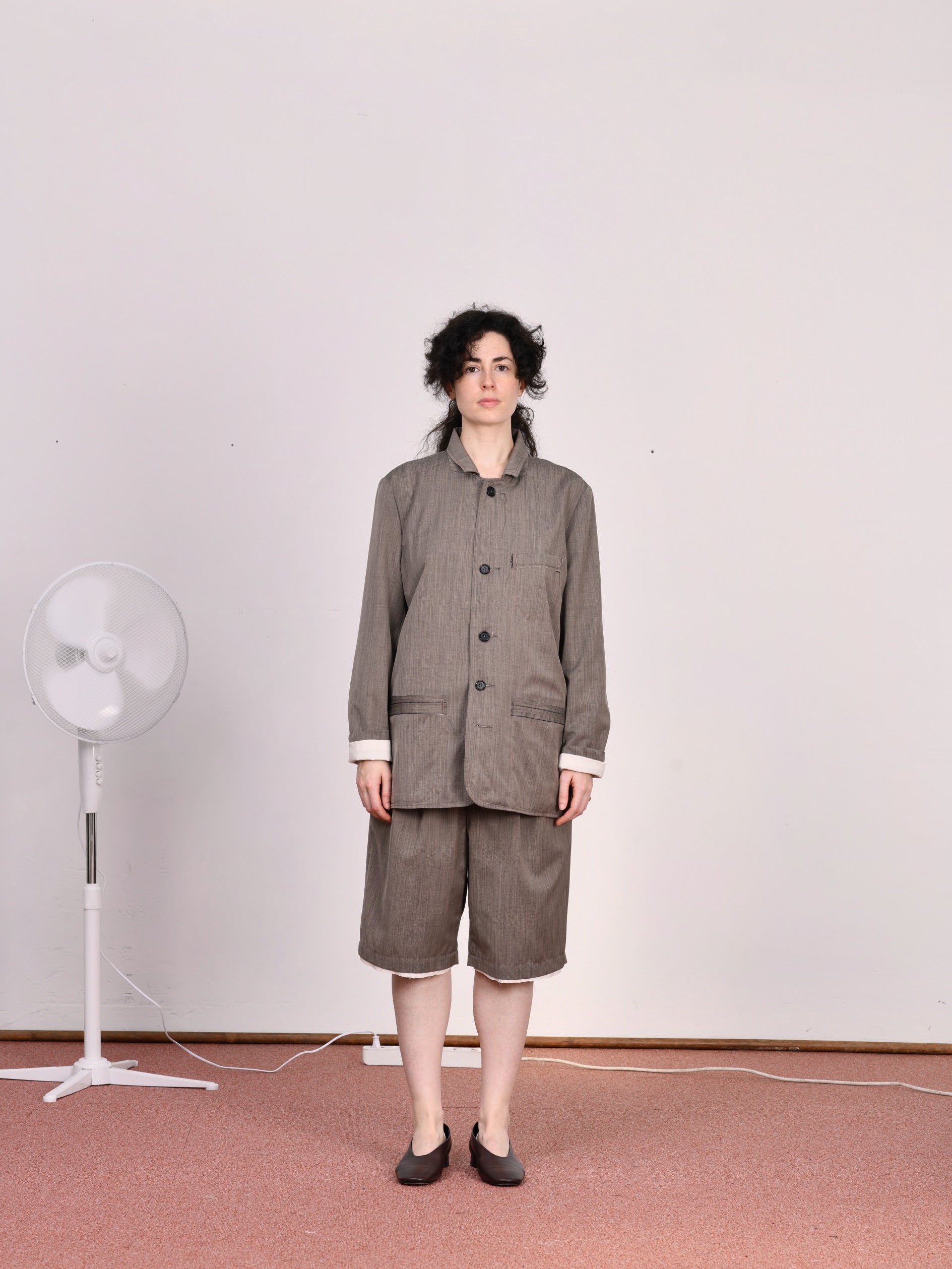 CF.23.13.04.01 SUIT PANTS SHORTS tropical wool brown melange