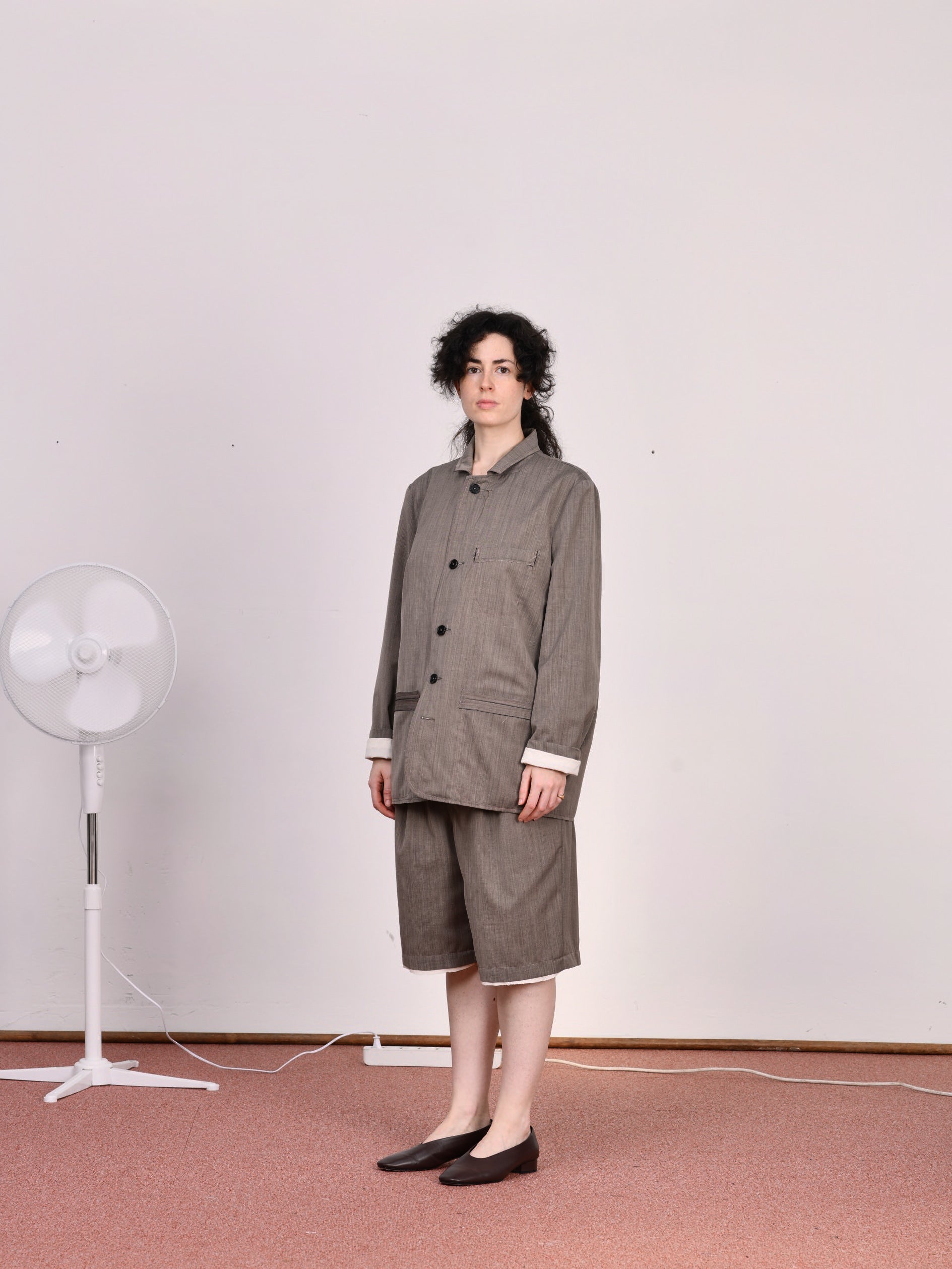 CF.23.13.04.01 SUIT PANTS SHORTS tropical wool brown melange