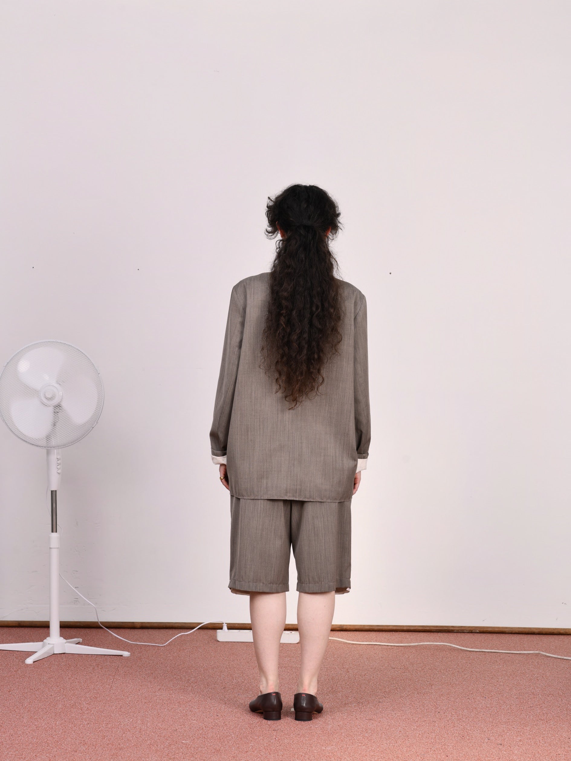 CF.23.13.04.01 SUIT PANTS SHORTS tropical wool brown melange