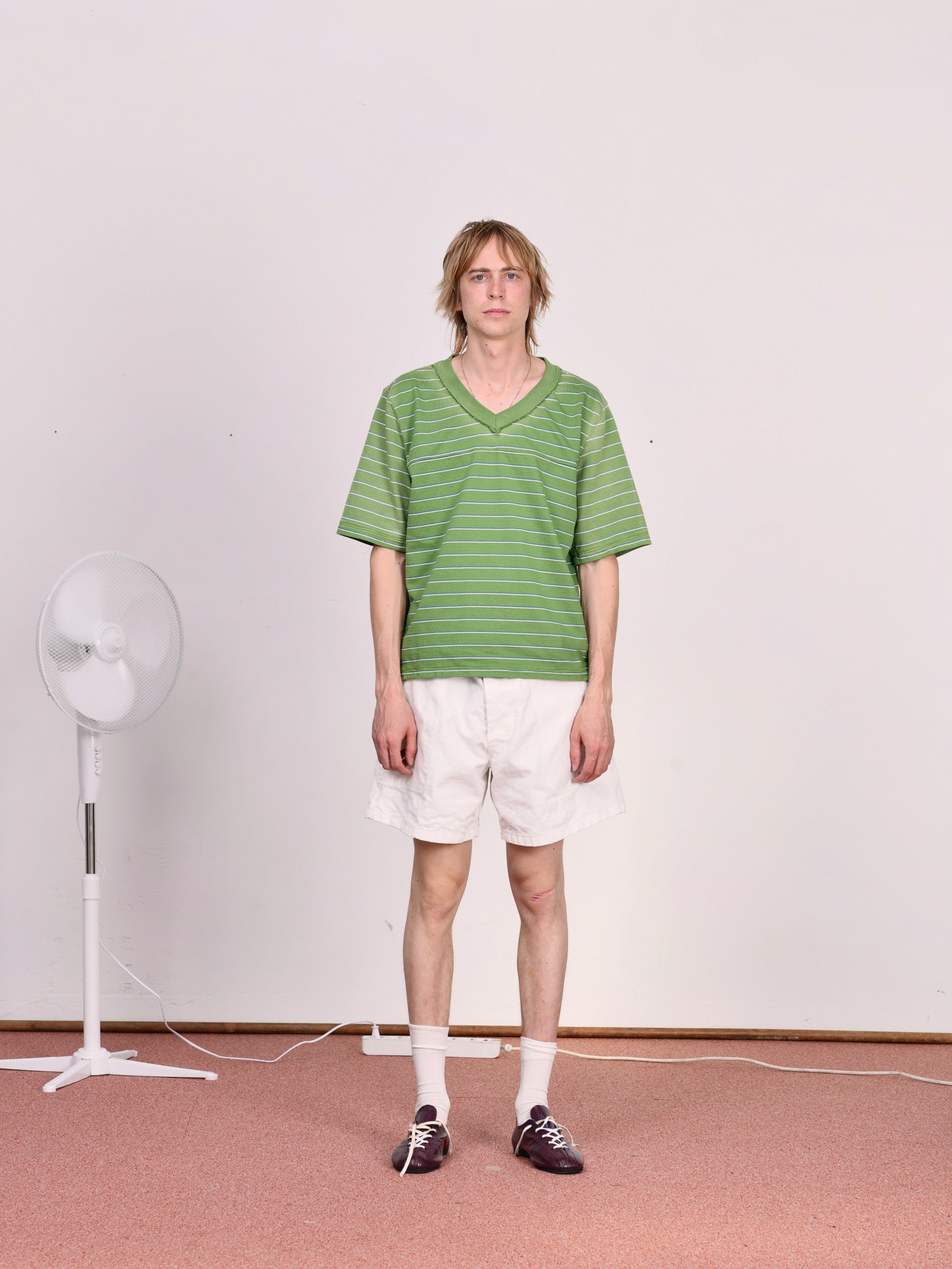 CF.23.01.04.02 FOOTBALL TEE heavy dry jersey green/white/blue stripe
