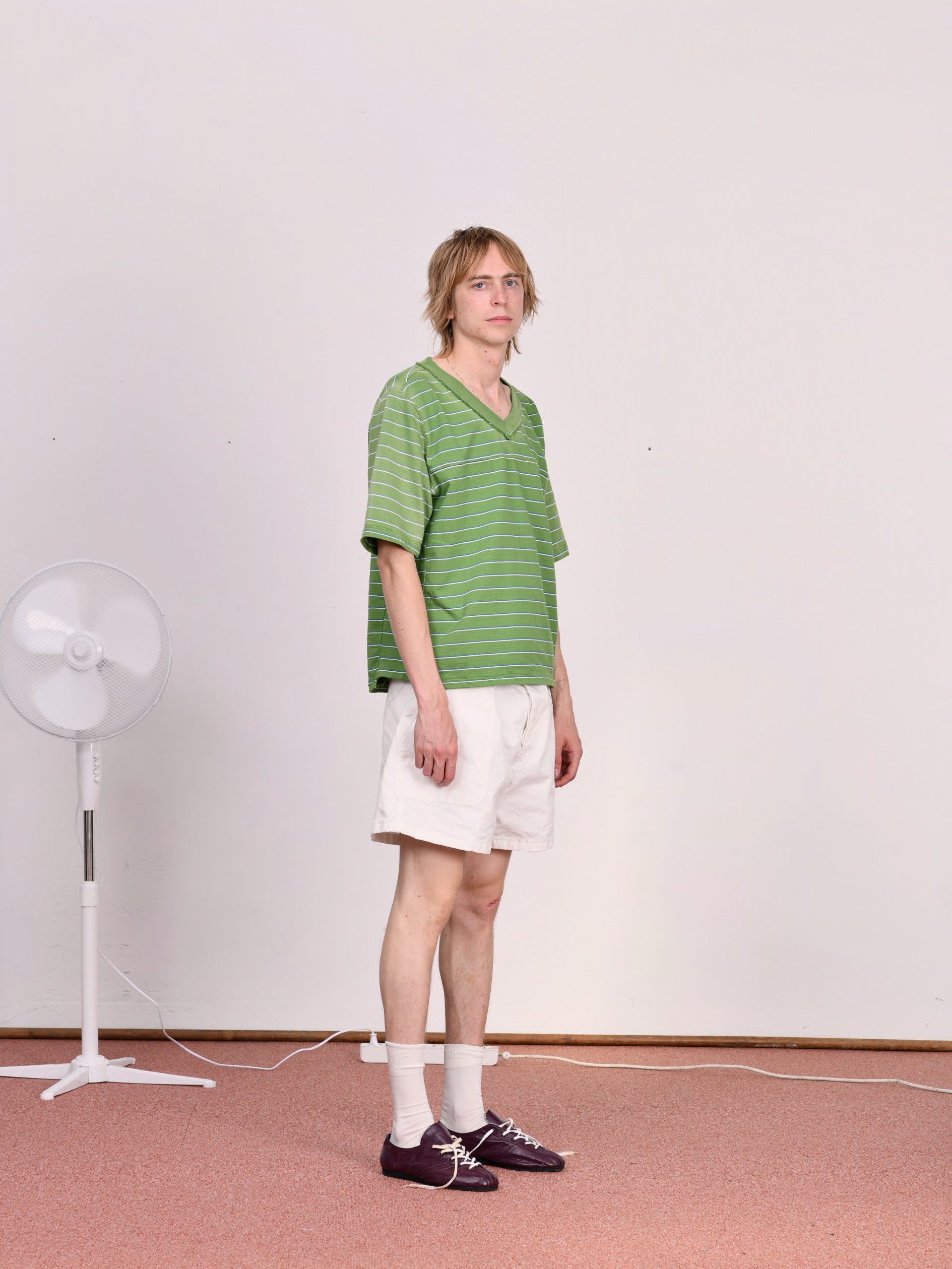 CF.23.01.04.02 FOOTBALL TEE heavy dry jersey green/white/blue stripe
