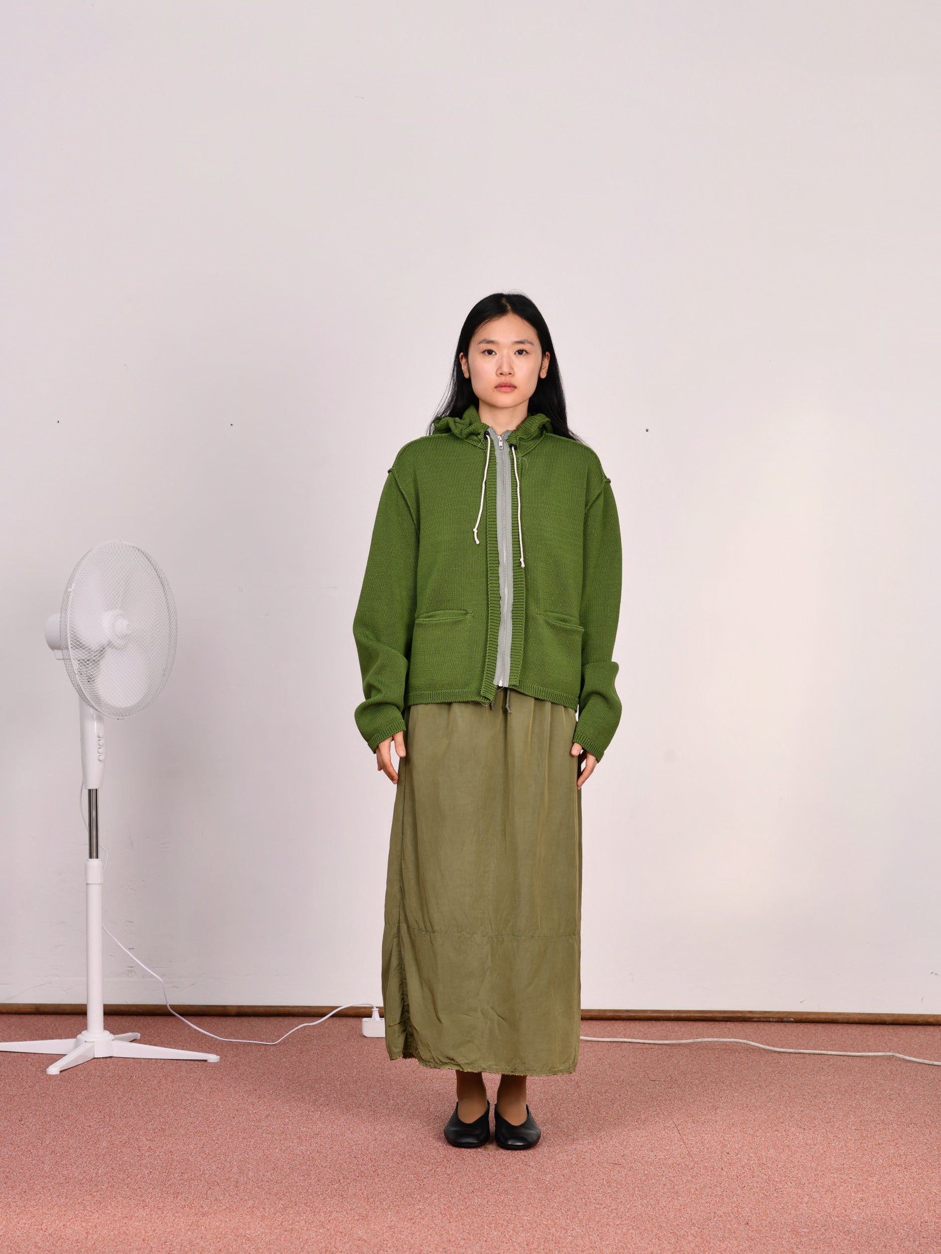 CF.23.03.02.01 KNITTED HOODIE cotton jersey vintage green
