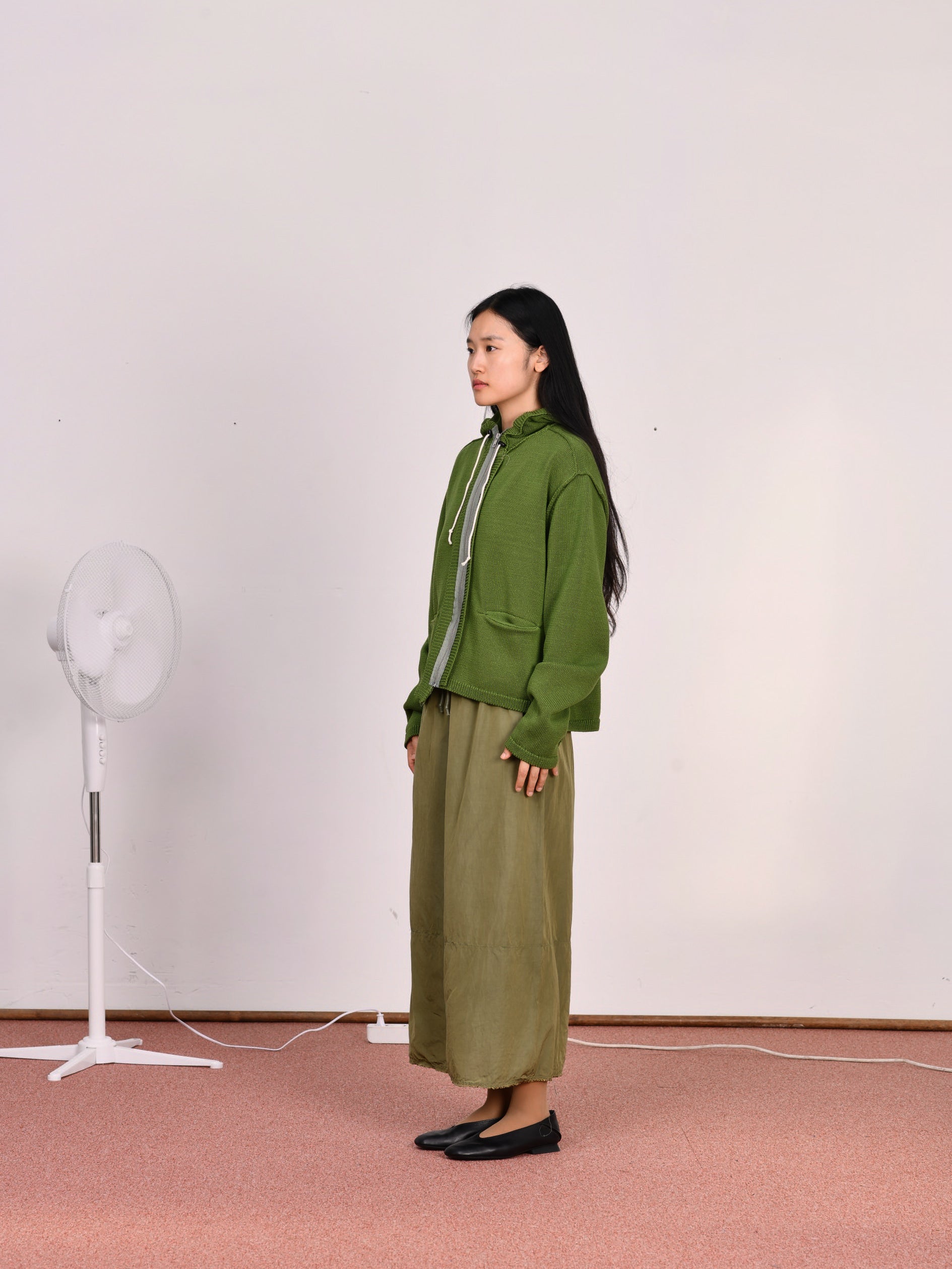 CF.23.03.02.01 KNITTED HOODIE cotton jersey vintage green