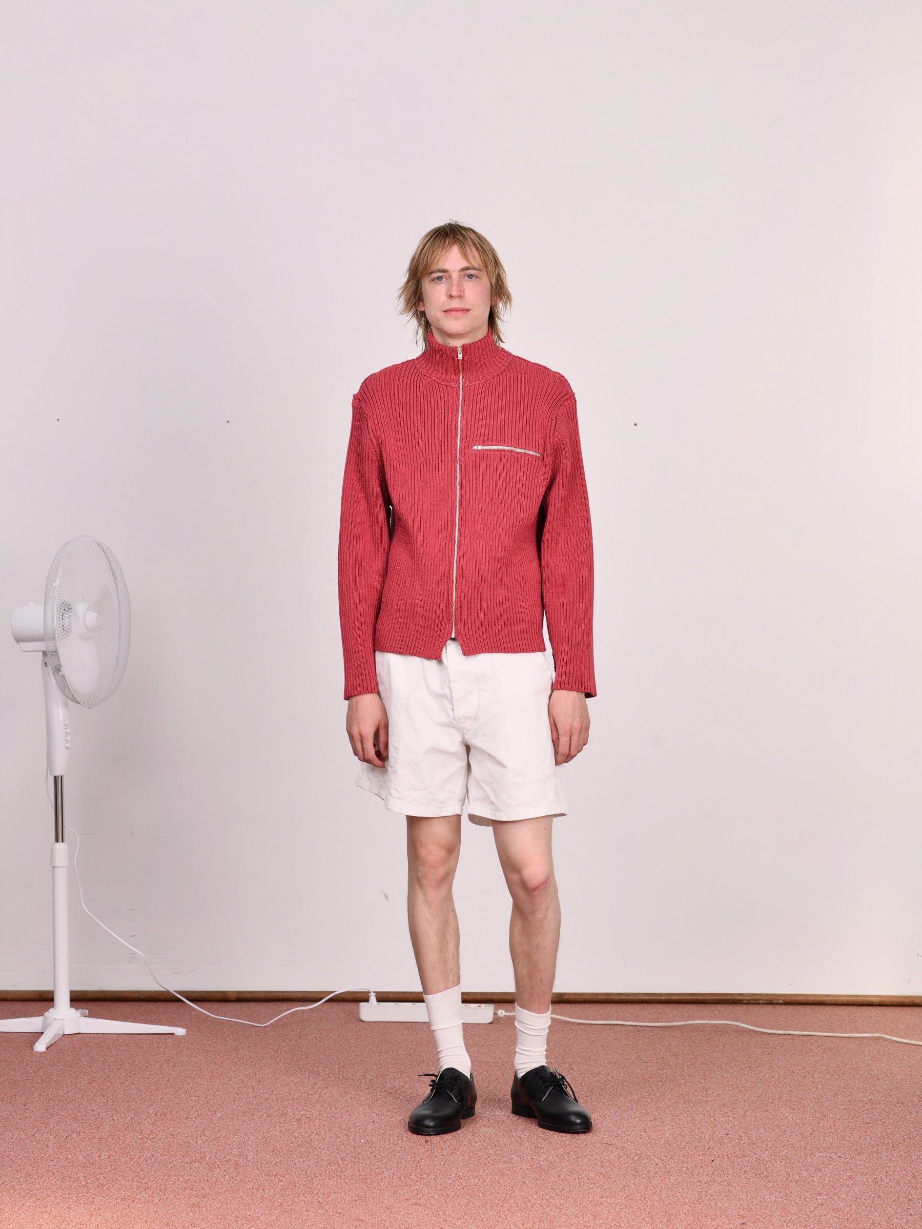 CF.23.03.05.02  ZIP-UP KNIT cotton 2x2 rib vintage red