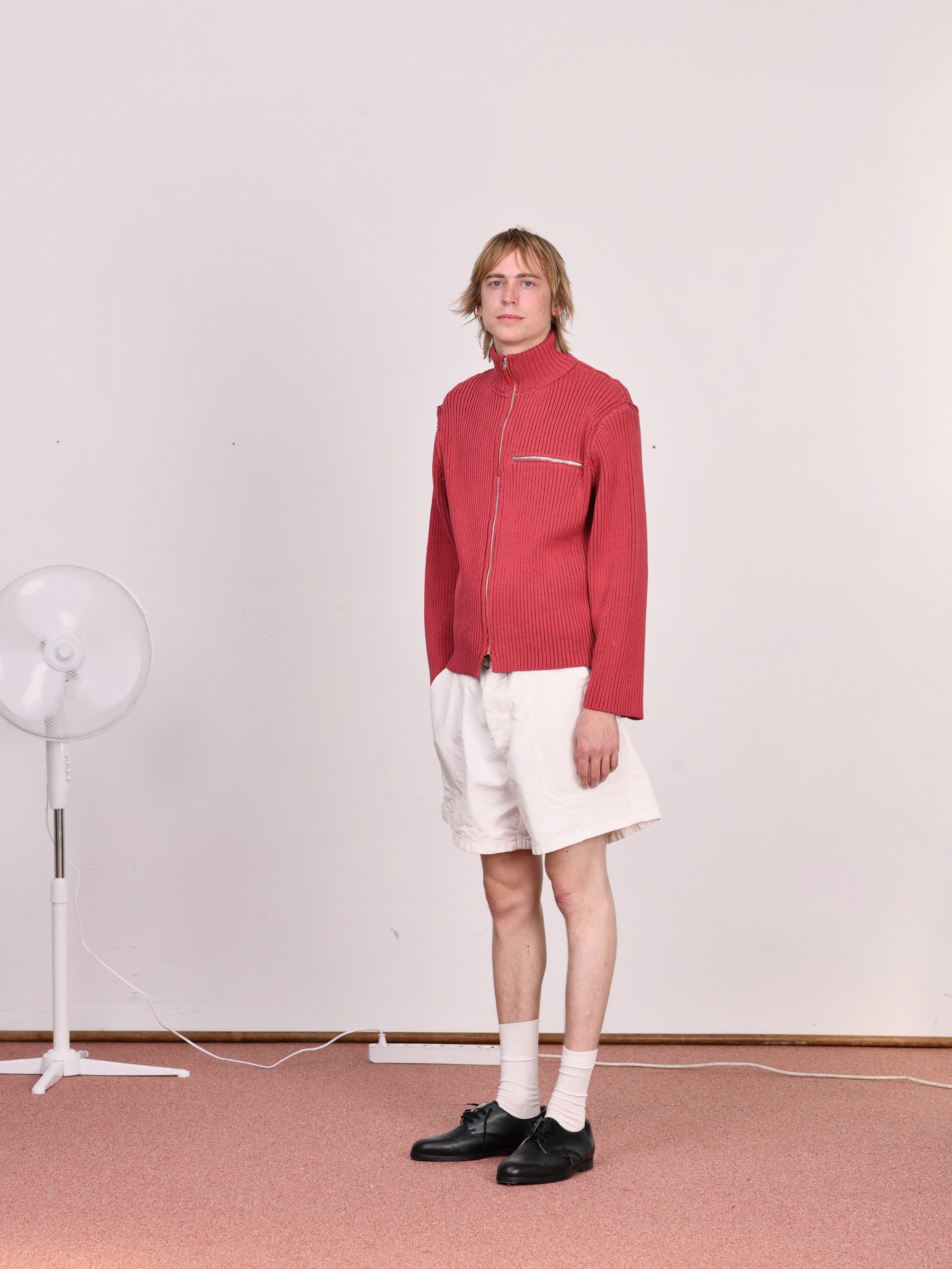 CF.23.03.05.02  ZIP-UP KNIT cotton 2x2 rib vintage red