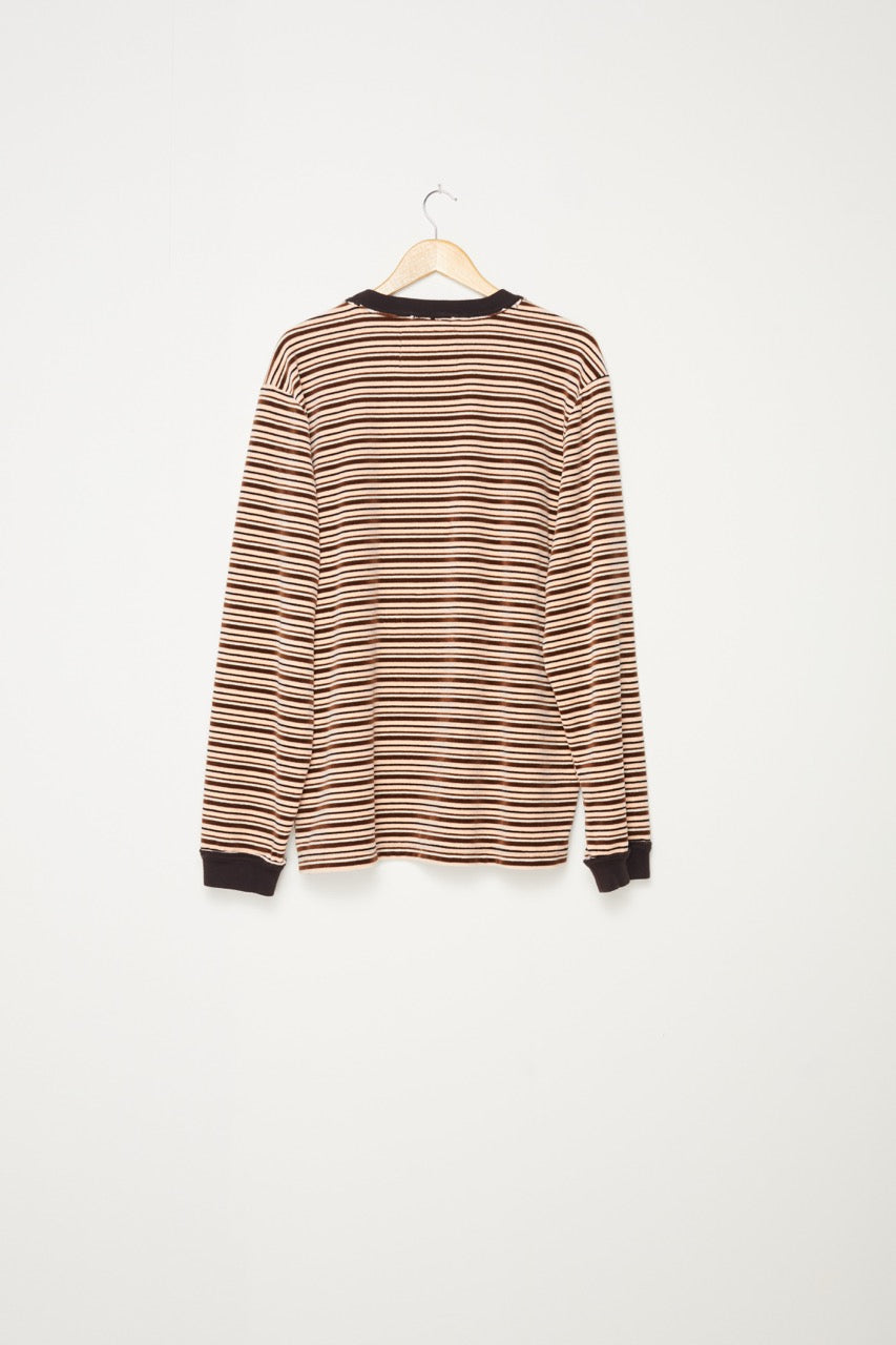 CF.18.01.03.02 BIG TEE LS VELOUR STRIPE PINK/BROWN/WHITE