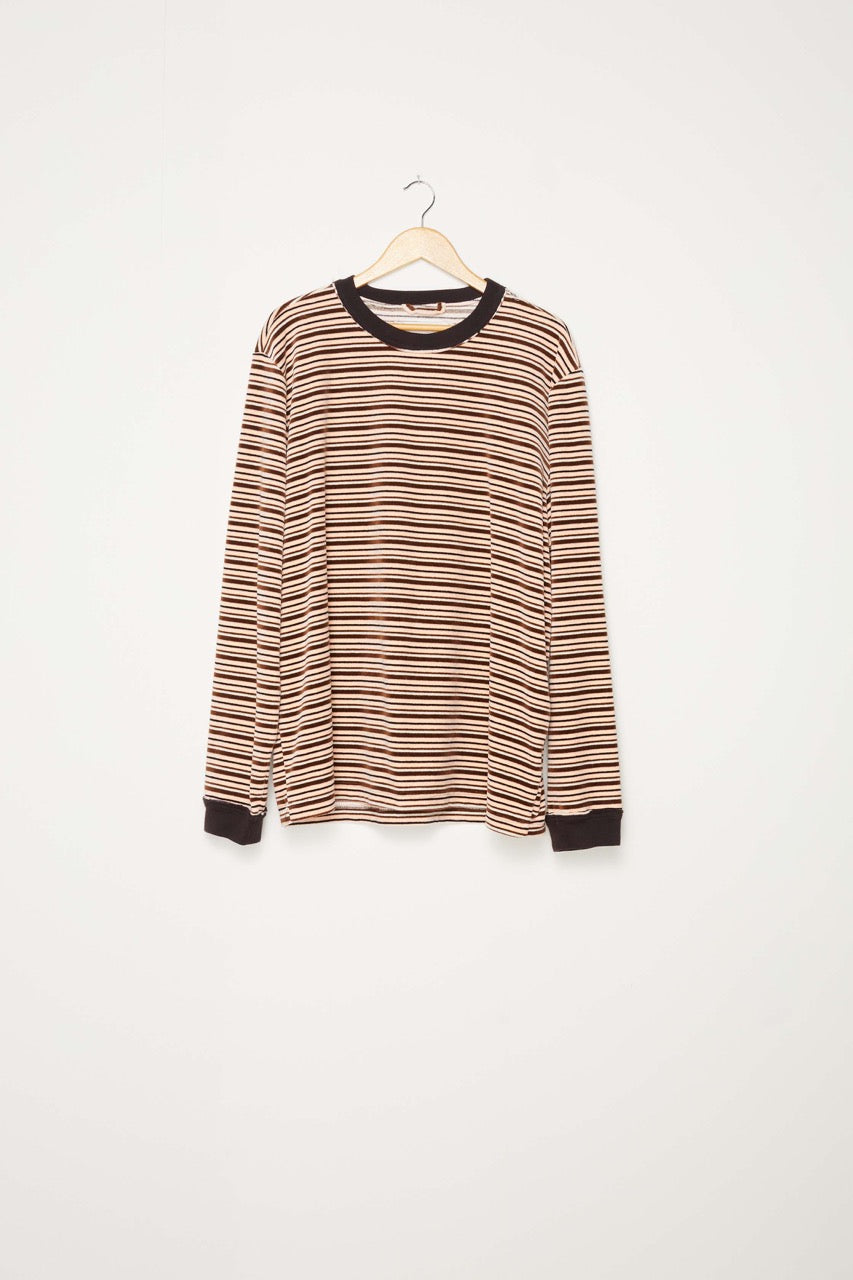 CF.18.01.03.02 BIG TEE LS VELOUR STRIPE PINK/BROWN/WHITE