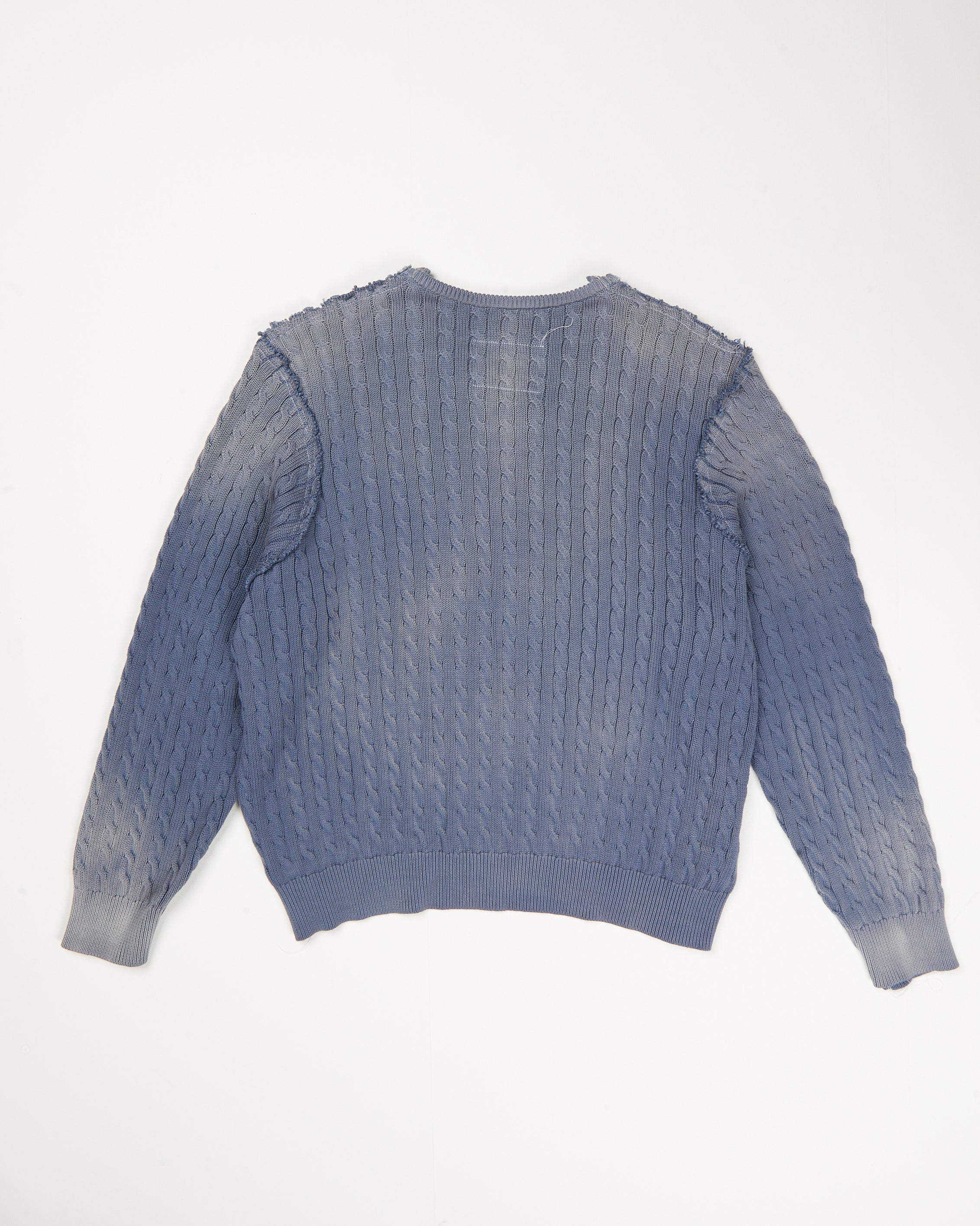 CF.21.03.03.01 FRANKENSTEIN CABLE V-NECK cotton cable knit petrol