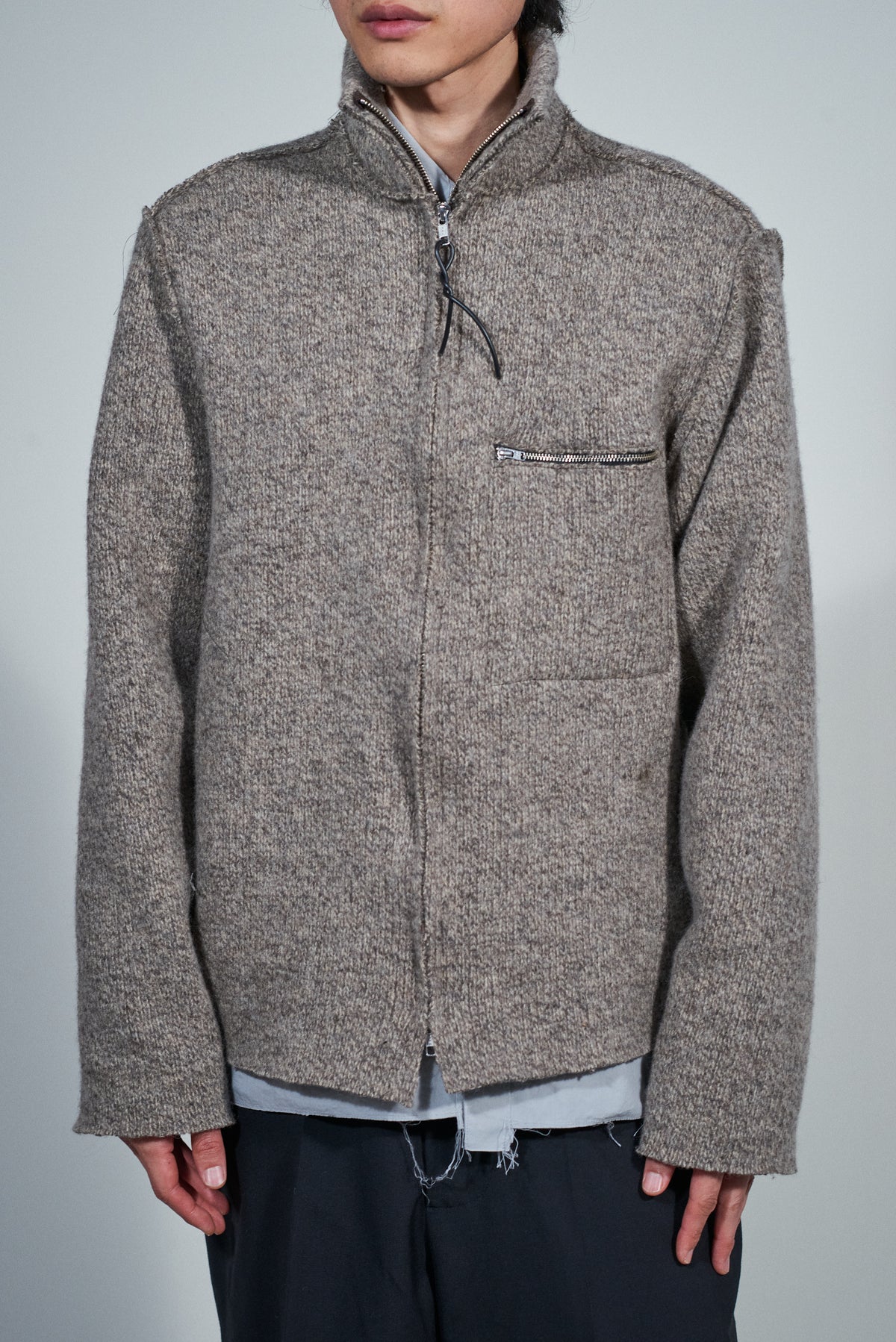 CF.22.03.06.03 ZIP-UP KNIT heavy rib melange brown