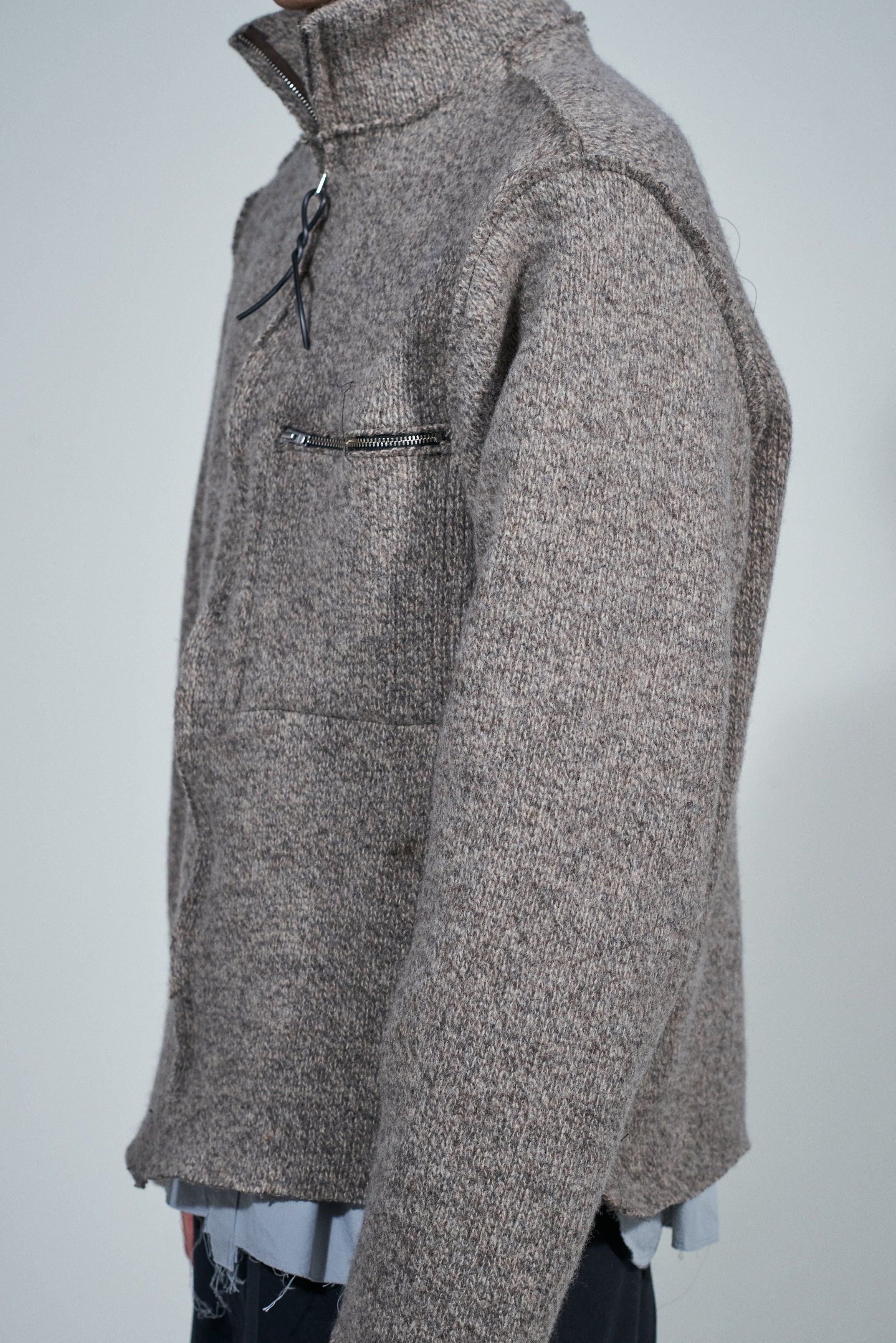CF.22.03.06.03 ZIP-UP KNIT heavy rib melange brown