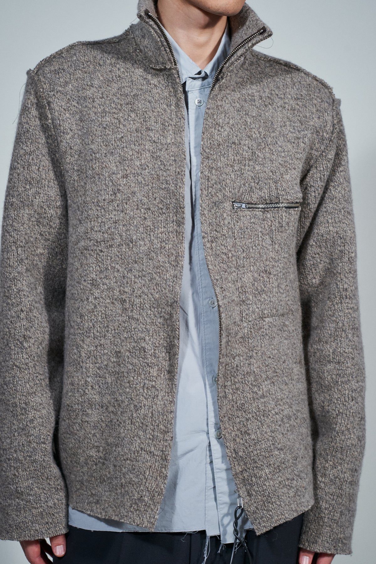 CF.22.03.06.03 ZIP-UP KNIT heavy rib melange brown