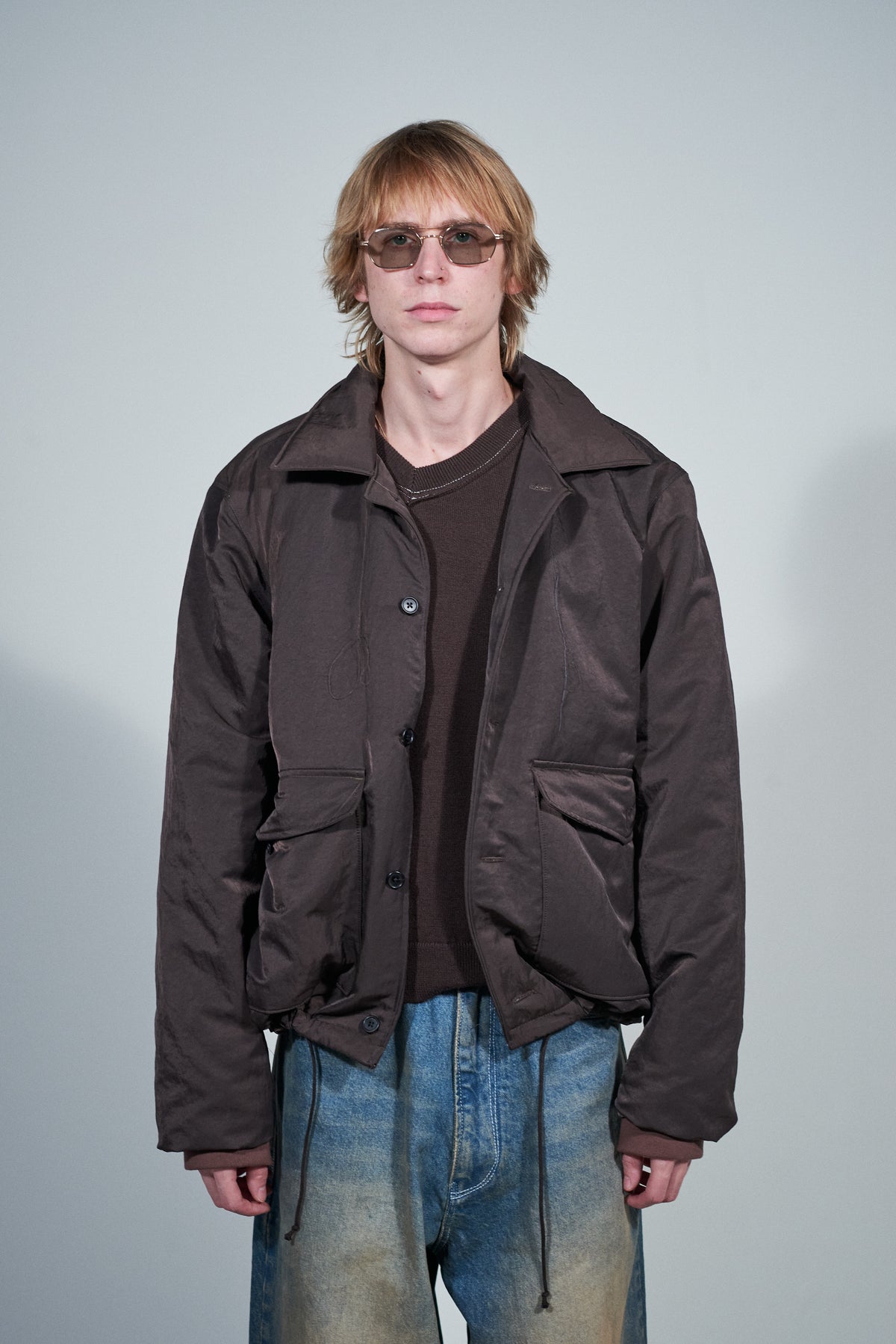 CF.22.10.05.01 PUFFED SIMPLE JACKET technical nylon brown